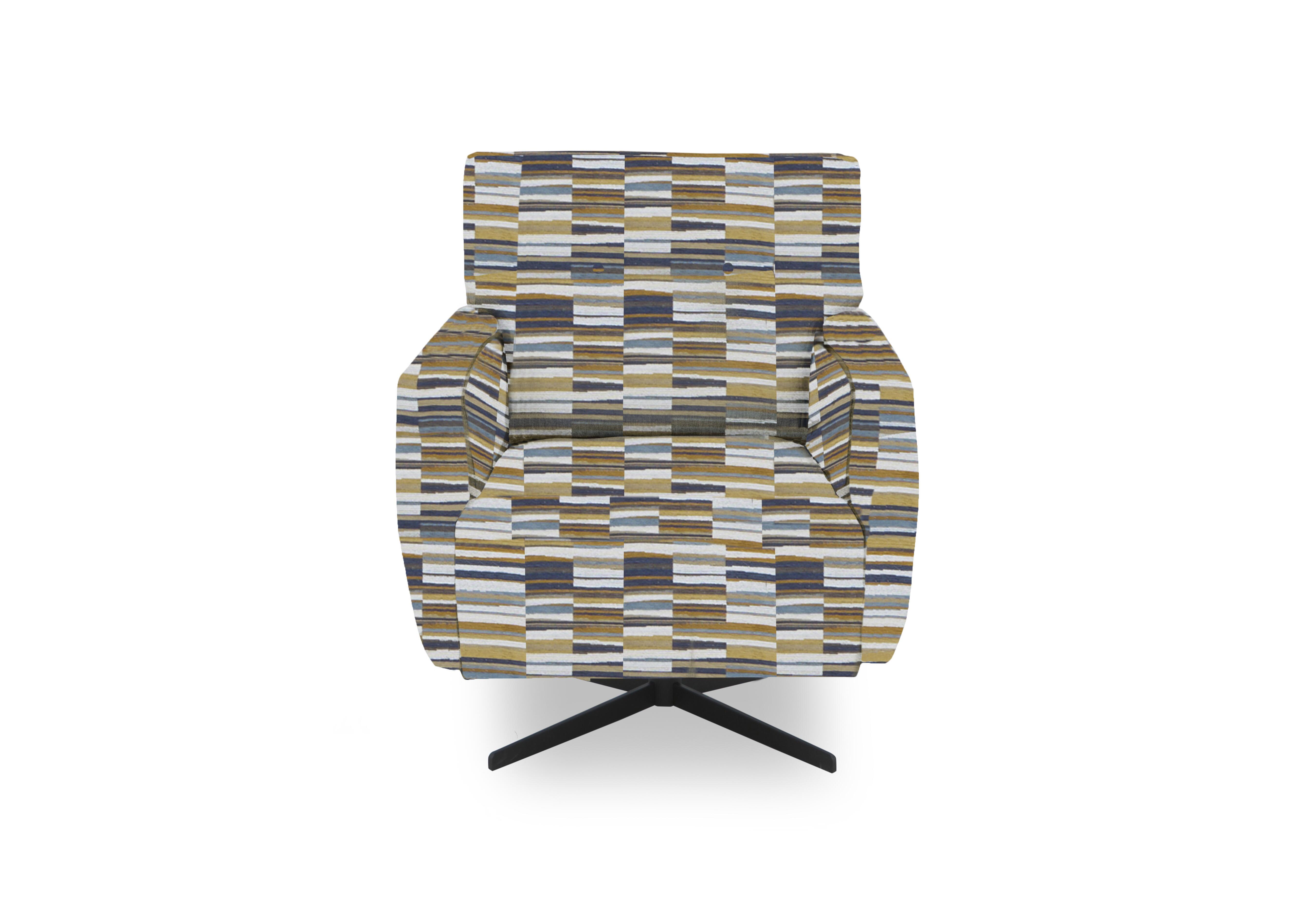 Hedingham Accent Swivel Chair in Patterned Fabric in Navy Gold Aldham Chenille on Furniture Village