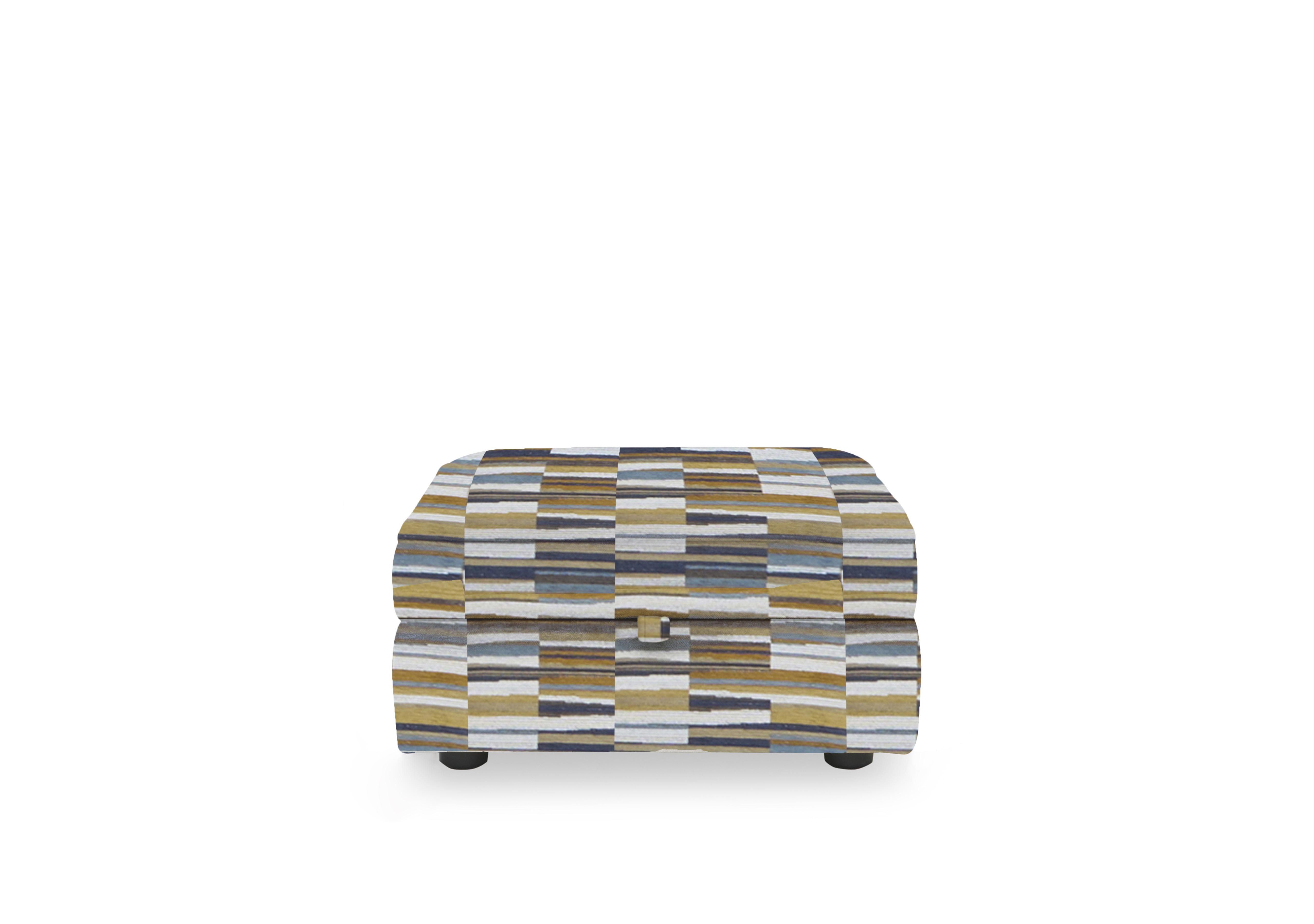 Hedingham Small Storage Footstool in Patterned Fabric in Navy Gold Aldham Chenille on Furniture Village