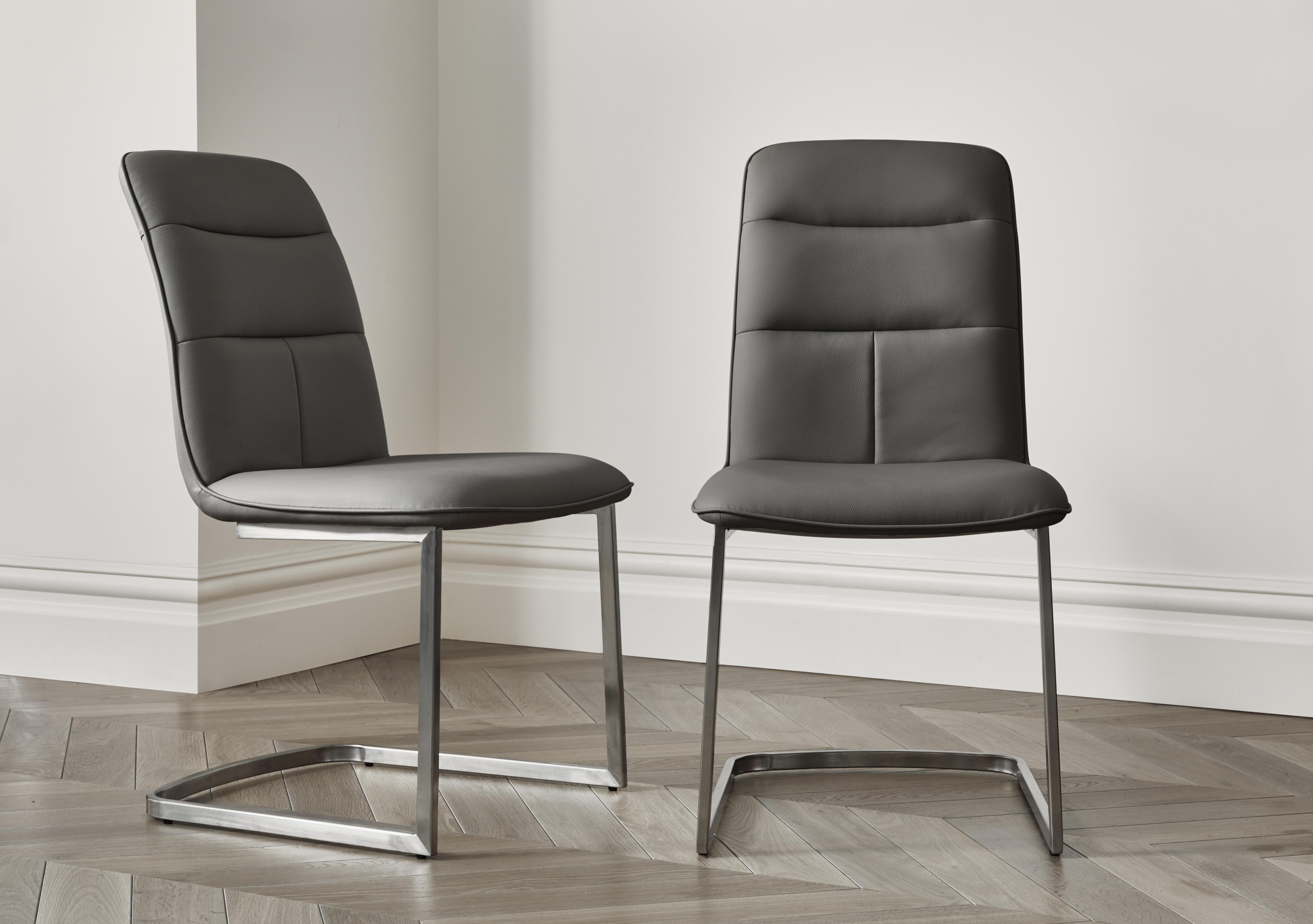 Cashmere Pair of Dining Chairs in Charcoal on Furniture Village