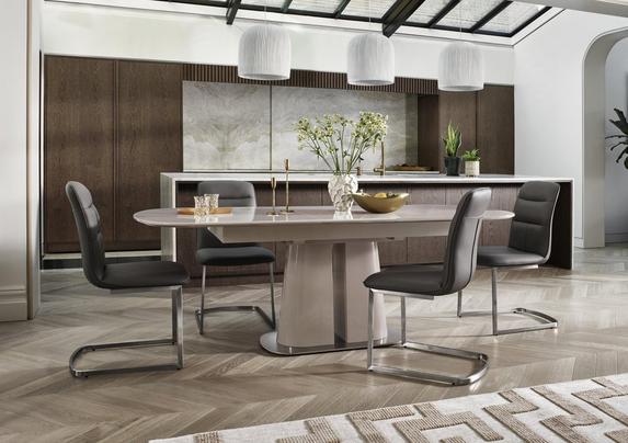 Cashmere Pop-Up Extending Dining Table and Dining Chairs