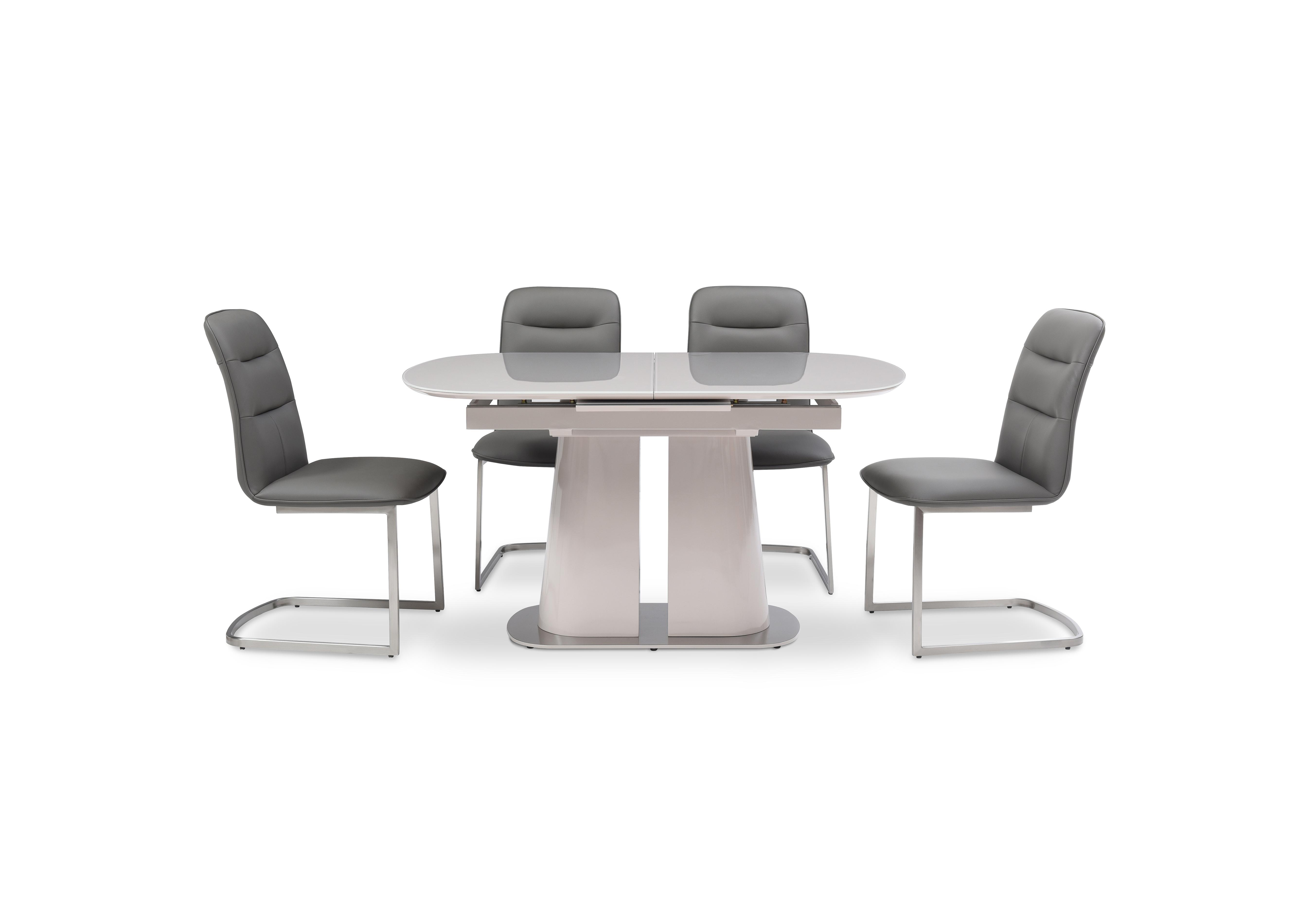 Cashmere Pop-Up Extending Dining Table and 4 Dining Chairs in Charcoal on Furniture Village