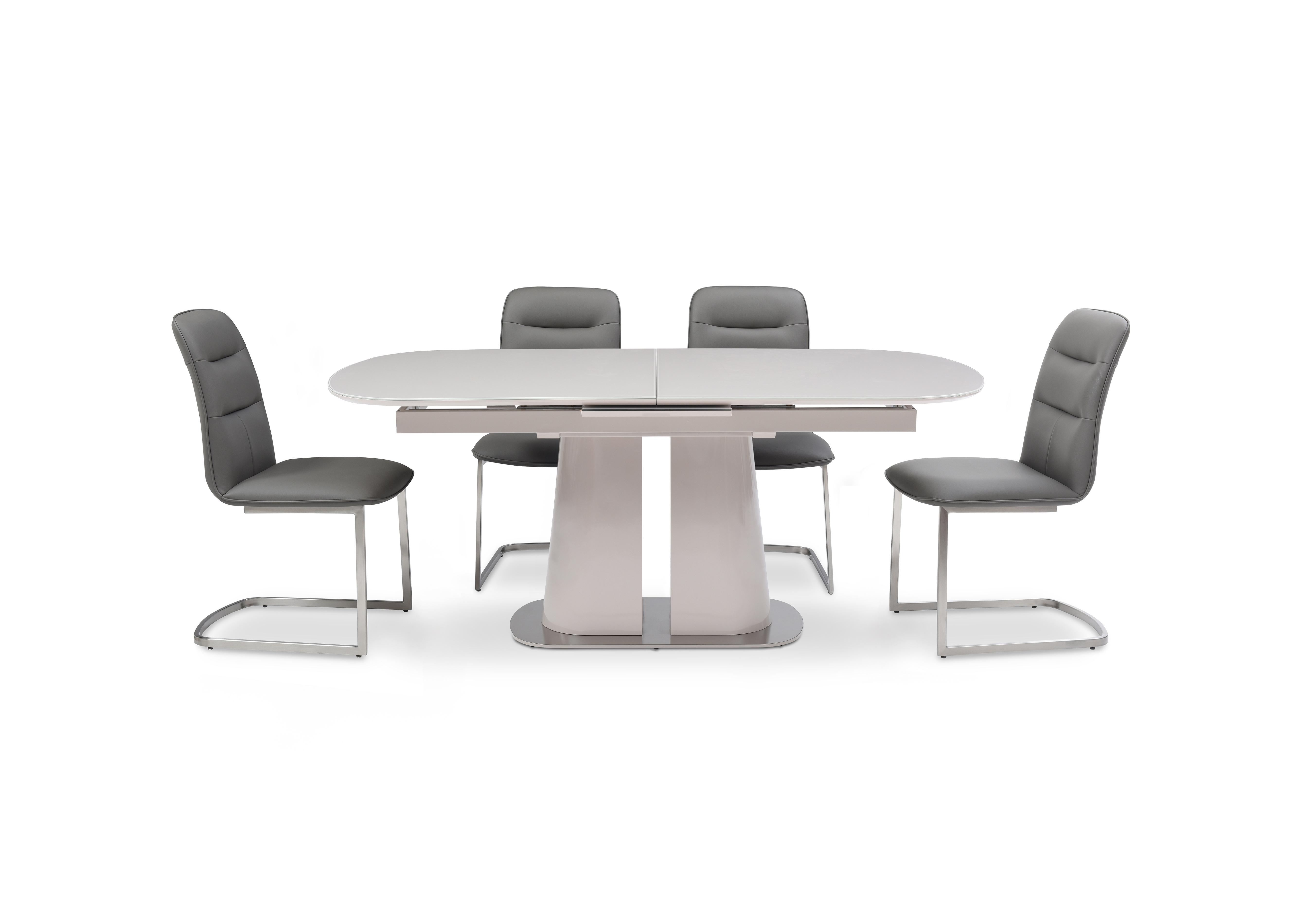 Cashmere Pop-Up Extending Dining Table and 4 Dining Chairs in Charcoal on Furniture Village