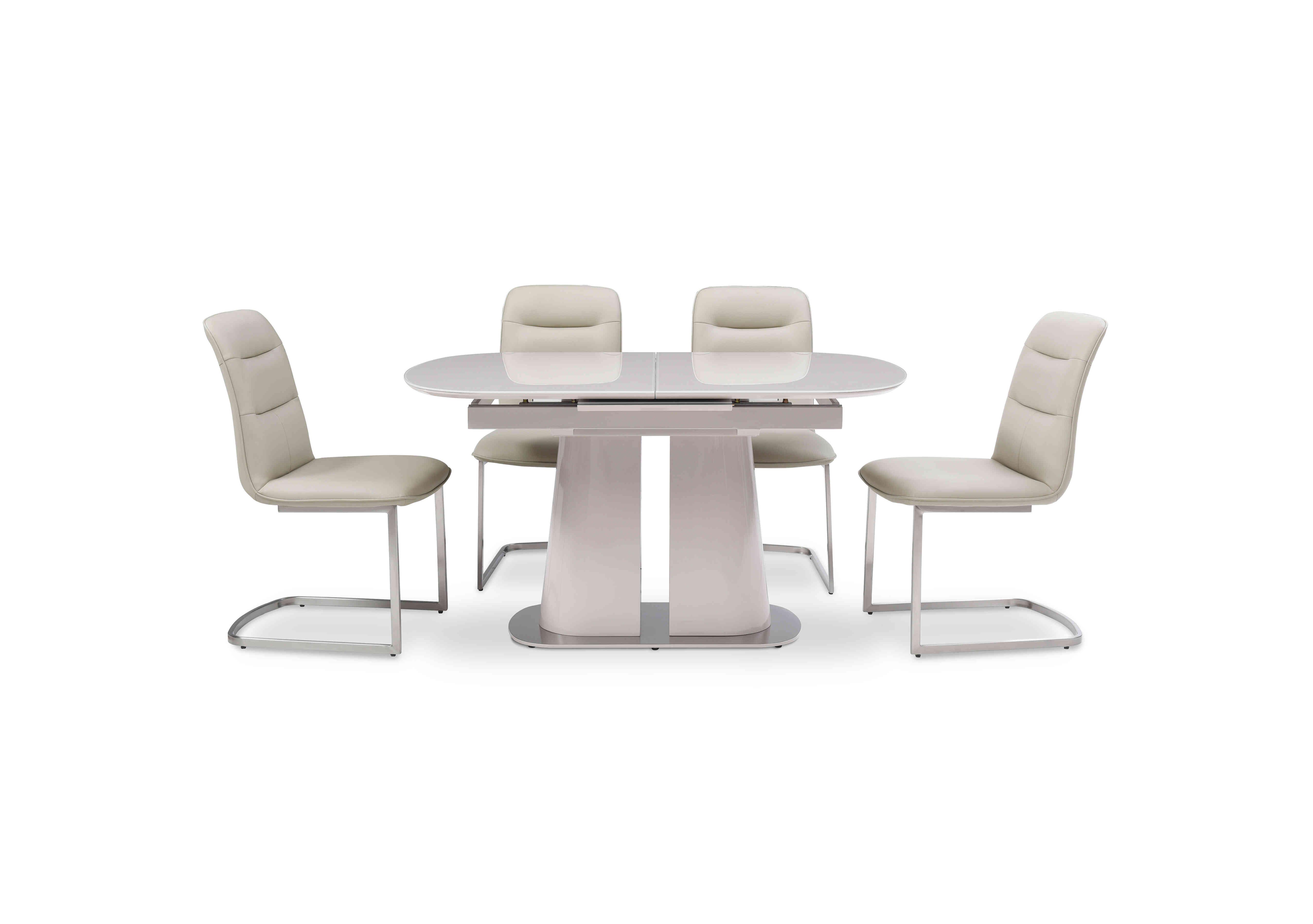 Cashmere Pop-Up Extending Dining Table and 4 Dining Chairs in Taupe on Furniture Village