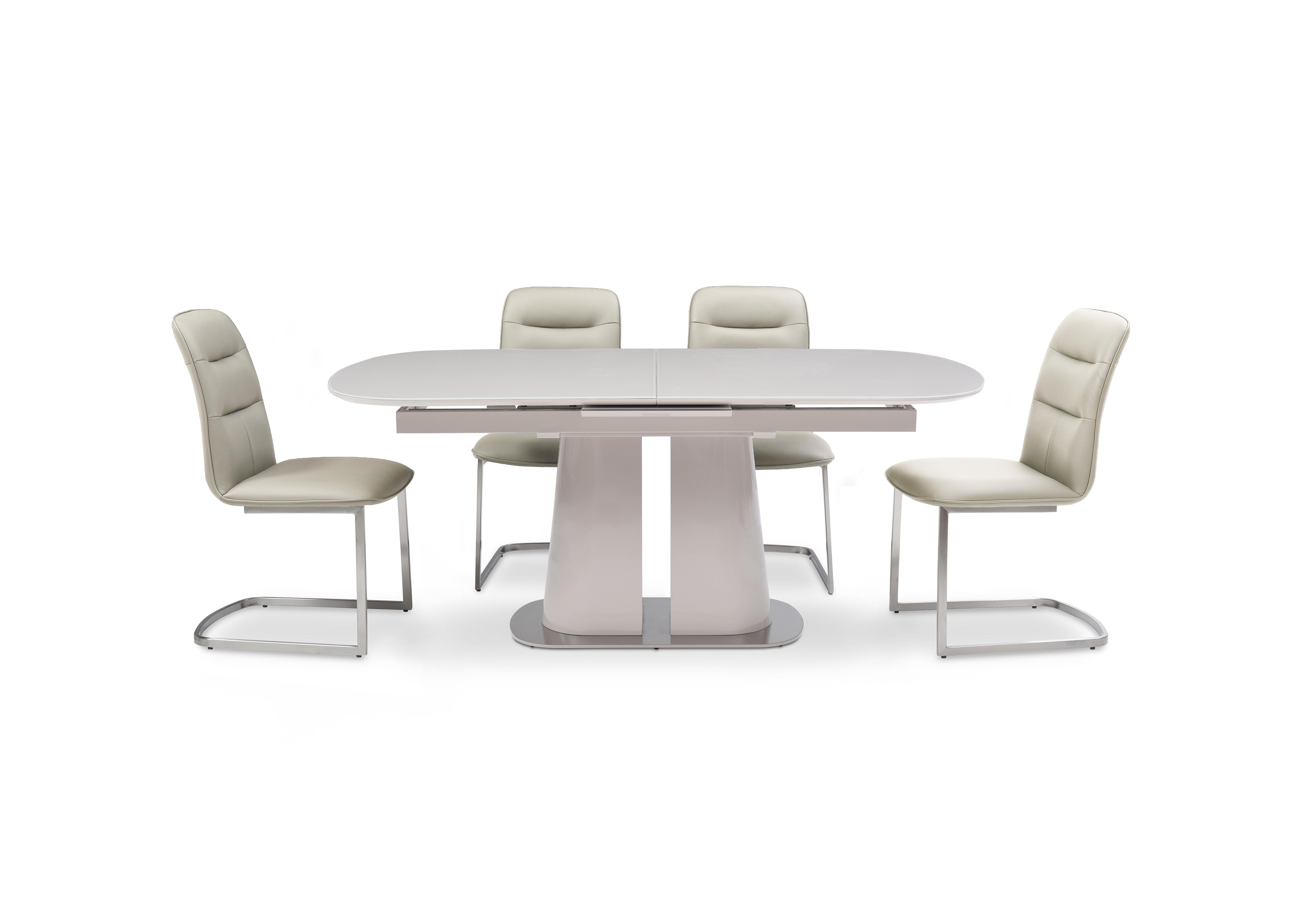 Cashmere Pop-Up Extending Dining Table and 4 Dining Chairs in Taupe on Furniture Village