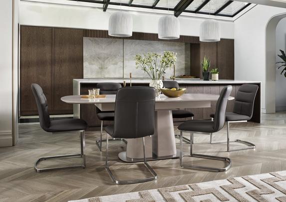 Cashmere Pop-Up Extending Dining Table and Dining Chairs