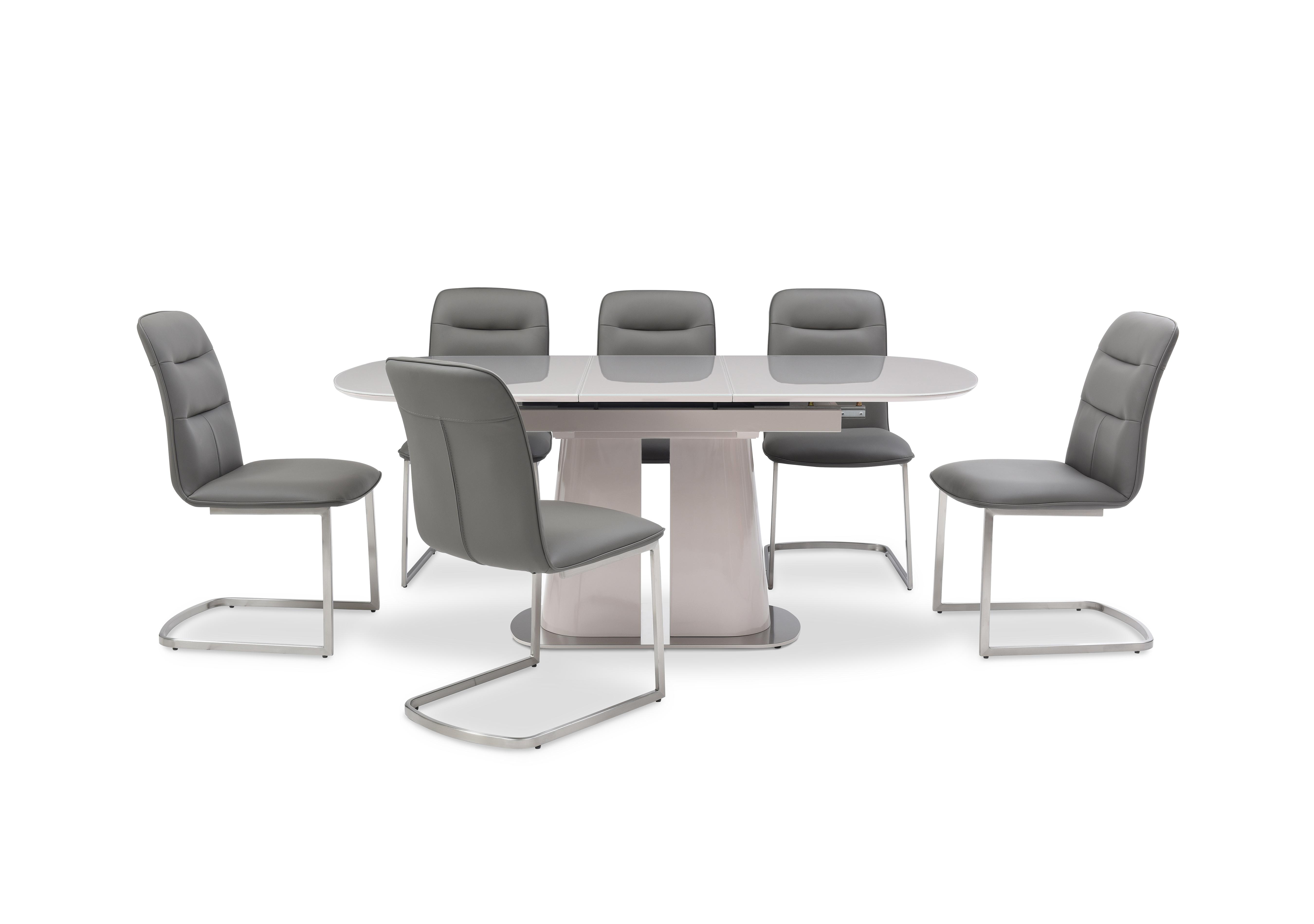 Cashmere Pop-Up Extending Dining Table and 6 Dining Chairs in Charcoal on Furniture Village