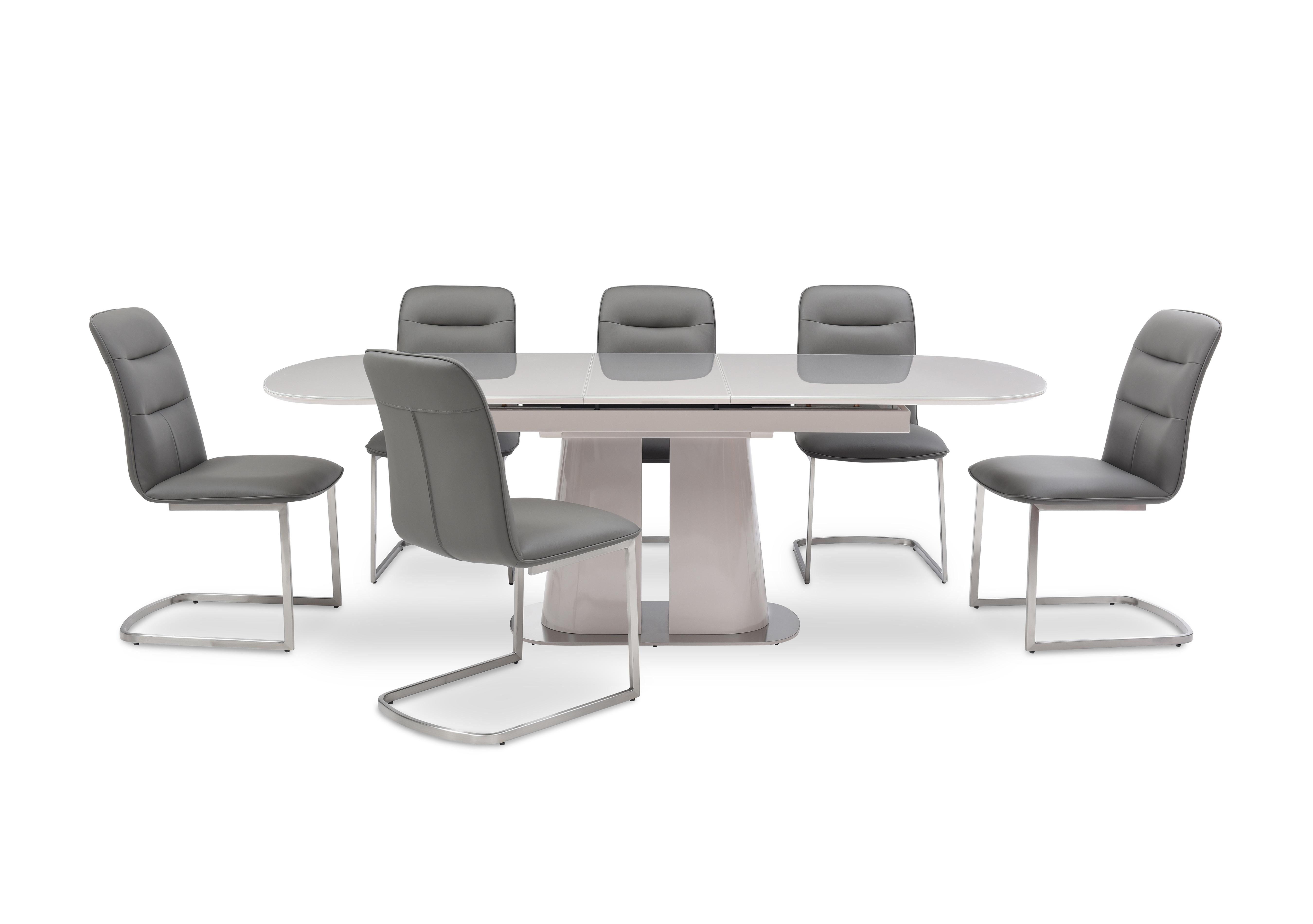 Cashmere Pop-Up Extending Dining Table and 6 Dining Chairs in Charcoal on Furniture Village