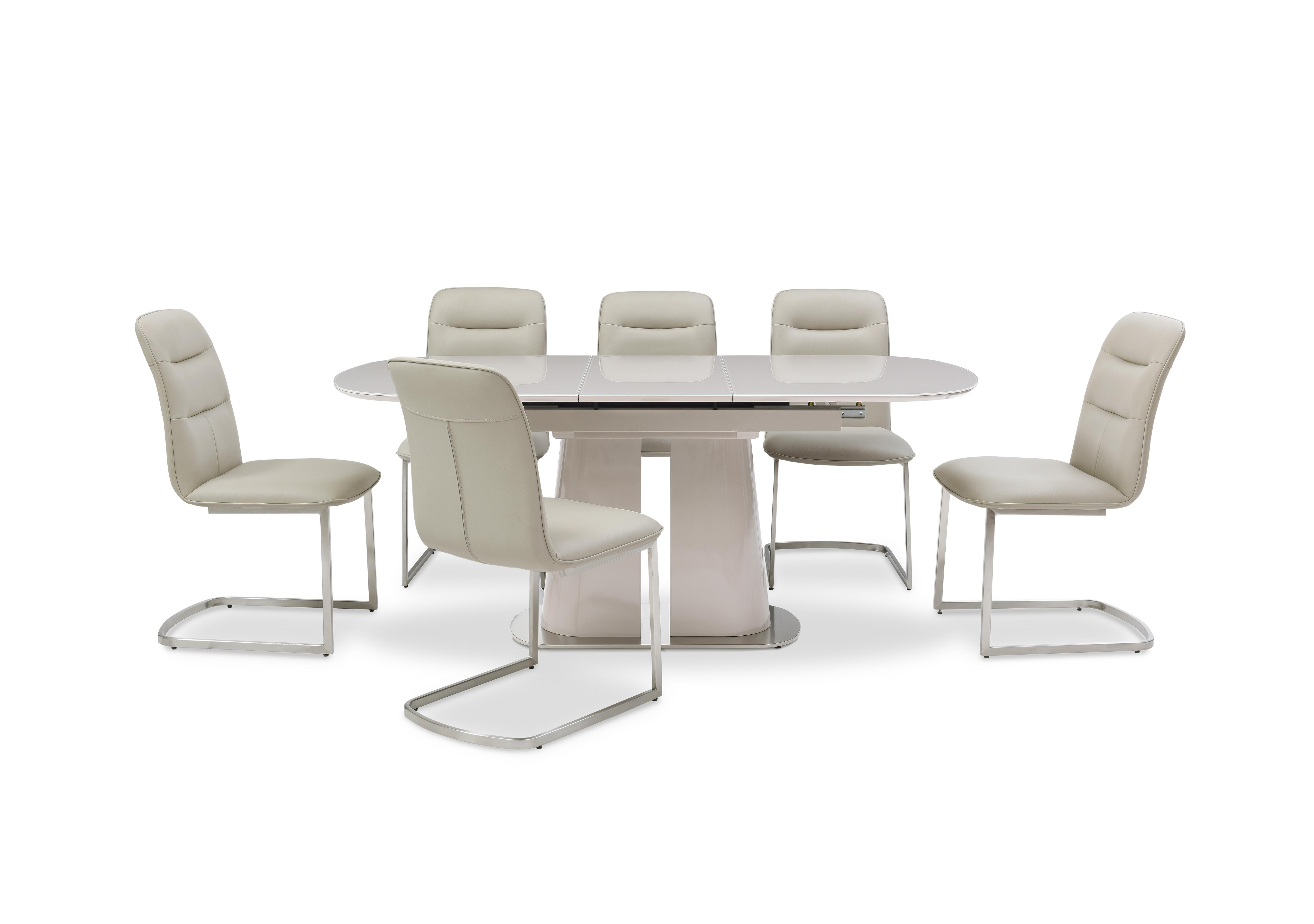 Cashmere Pop-Up Extending Dining Table and 6 Dining Chairs in Taupe on Furniture Village