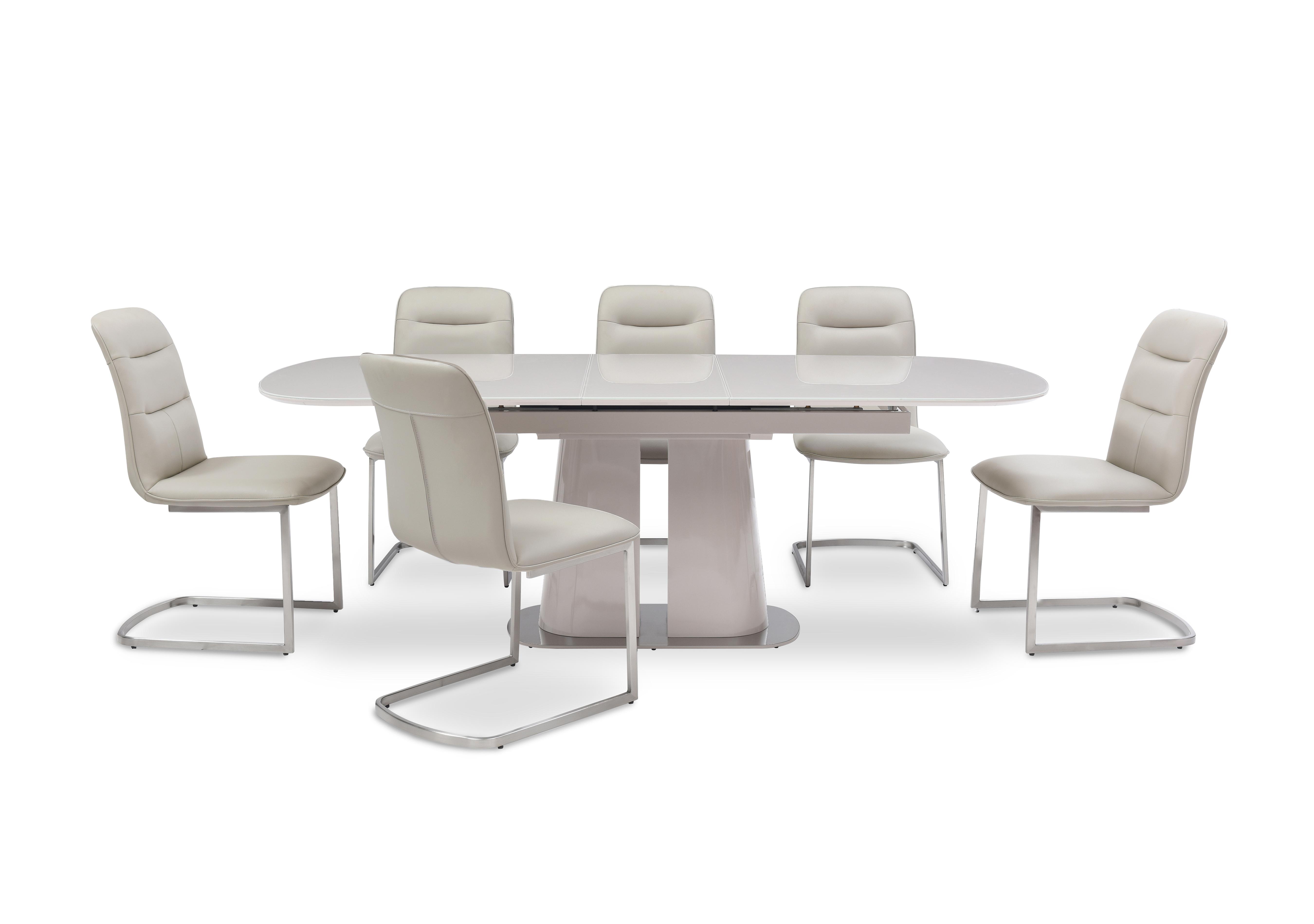Cashmere Pop-Up Extending Dining Table and 6 Dining Chairs in Taupe on Furniture Village
