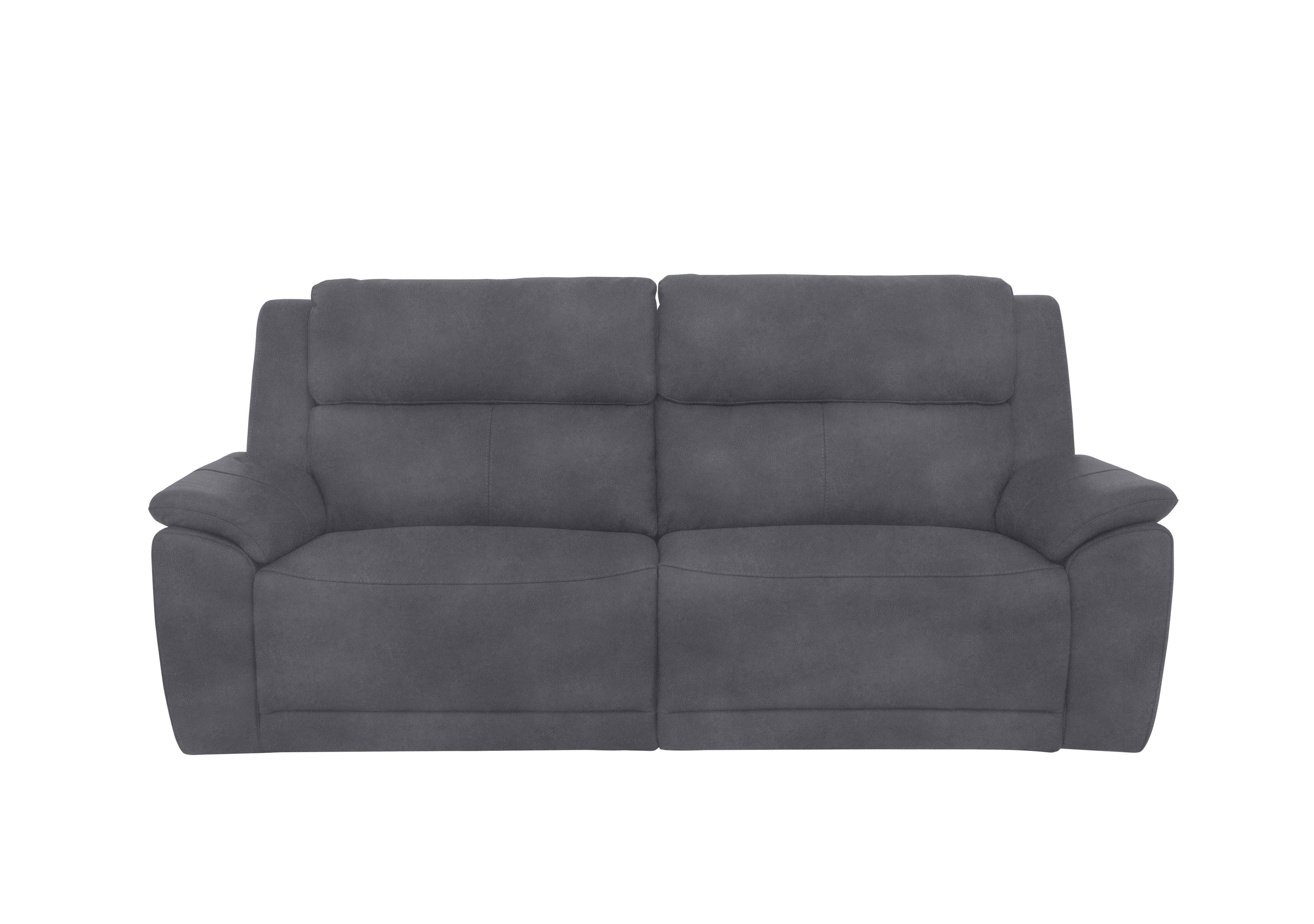 Utah Fabric 3 Seater Power Recliner Sofa with Heated Seats in Nv-0107 Nappe Velvet Grey on Furniture Village
