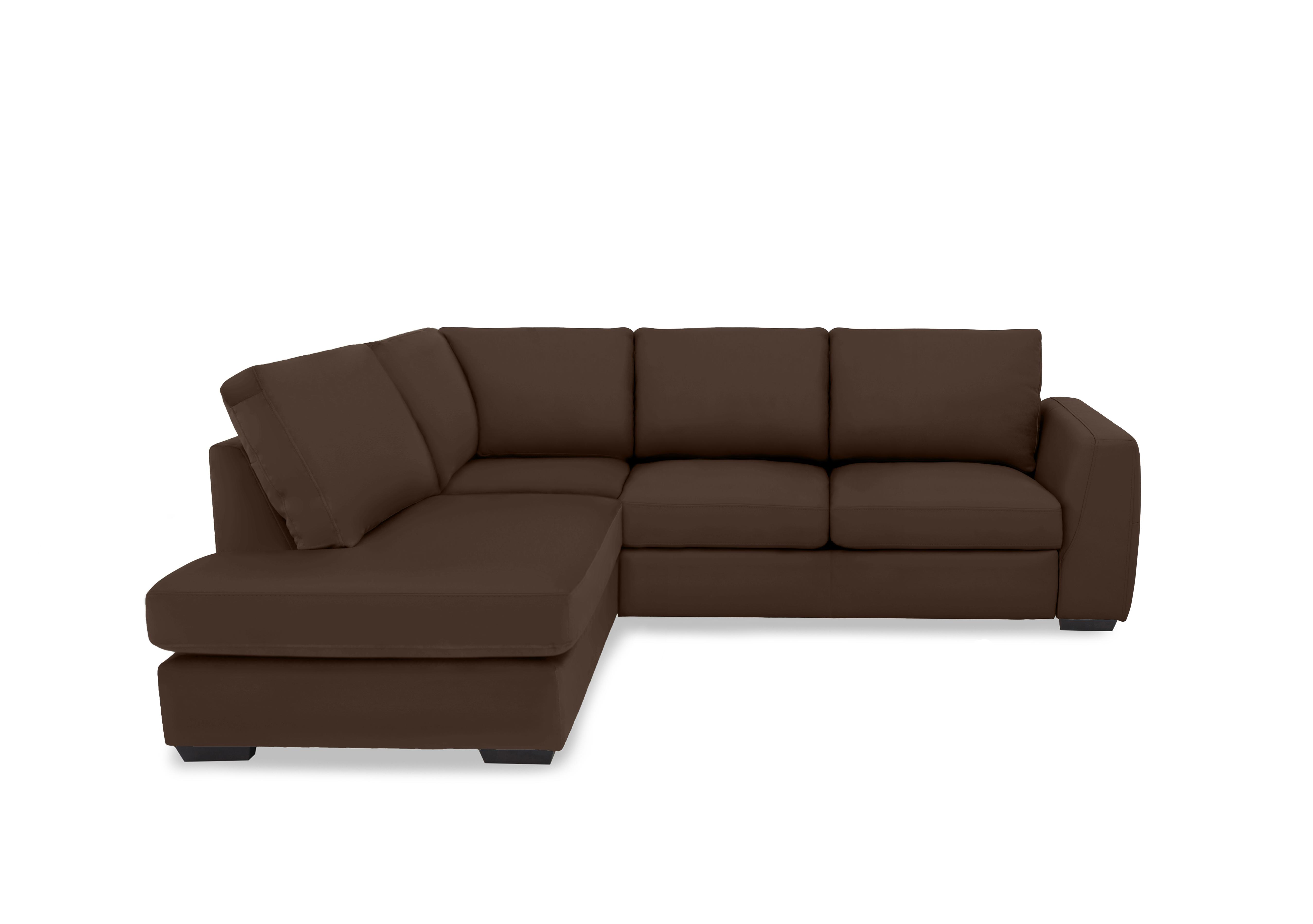 Dinky Leather Corner Chaise End Sofa in Chocolate Cat-60/08 on Furniture Village