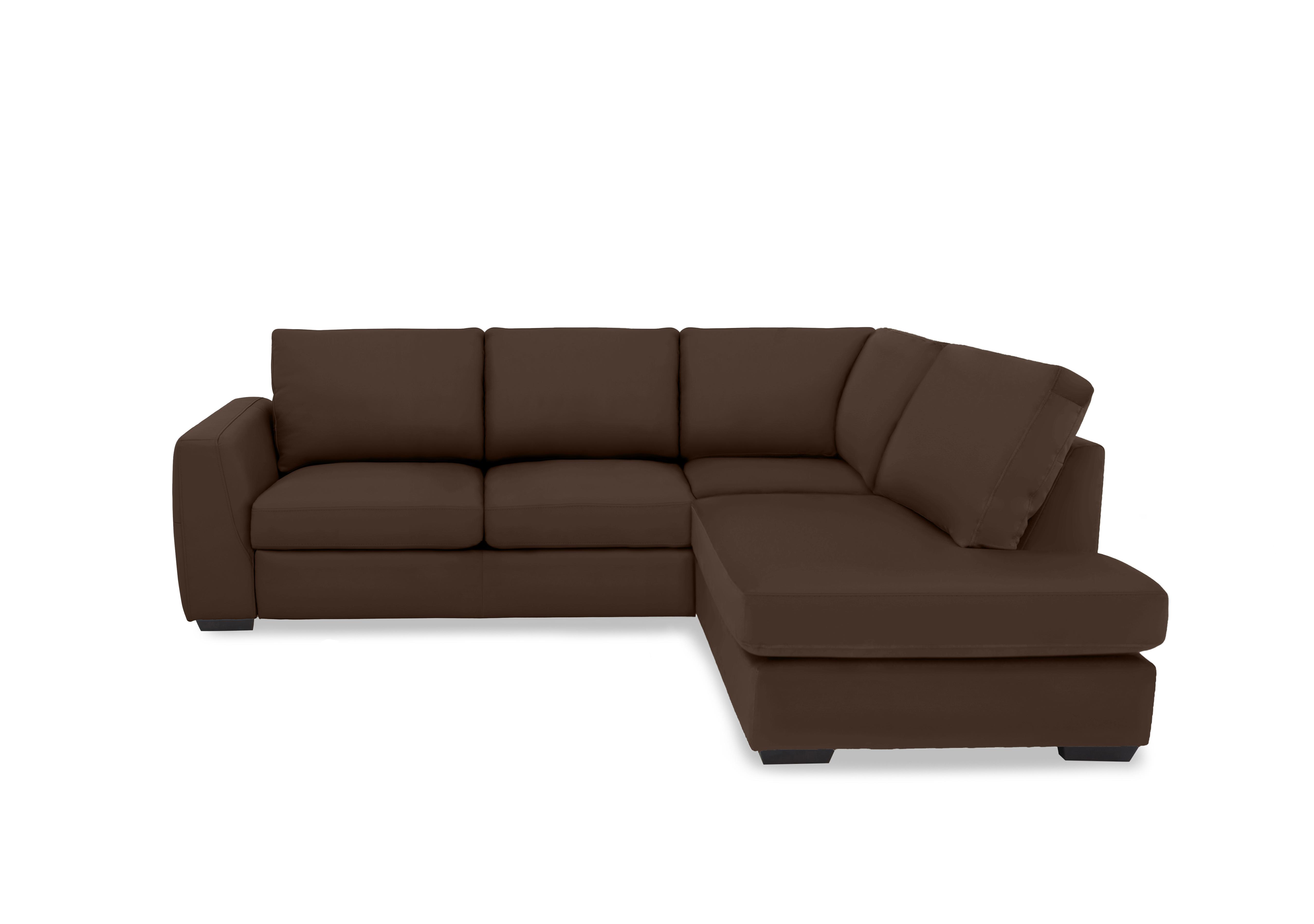 Dinky Leather Corner Chaise End Sofa in Chocolate Cat-60/08 on Furniture Village