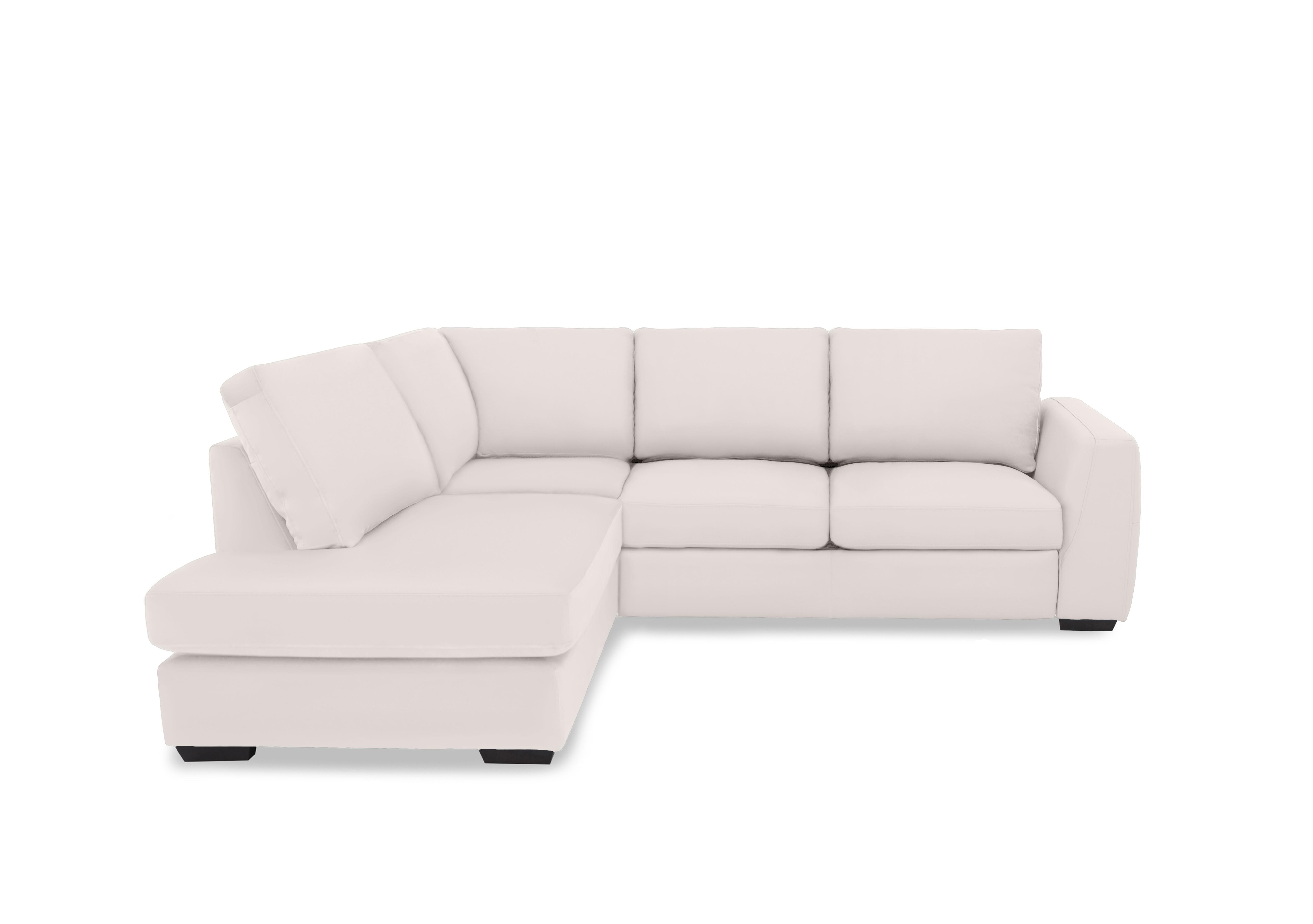Dinky Leather Corner Chaise End Sofa in Cotton Cat-40/13 on Furniture Village