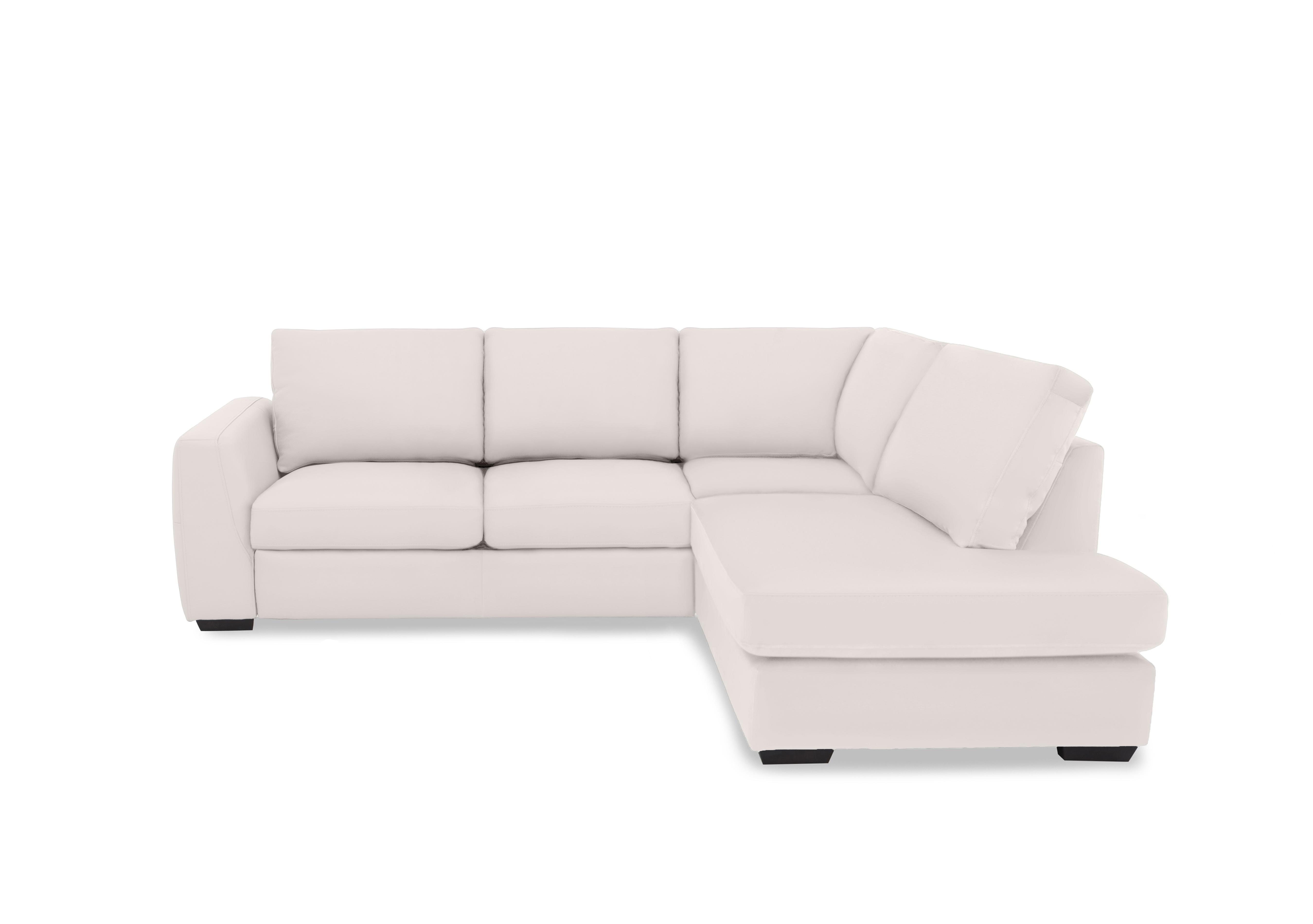 Dinky Leather Corner Chaise End Sofa in Cotton Cat-40/13 on Furniture Village