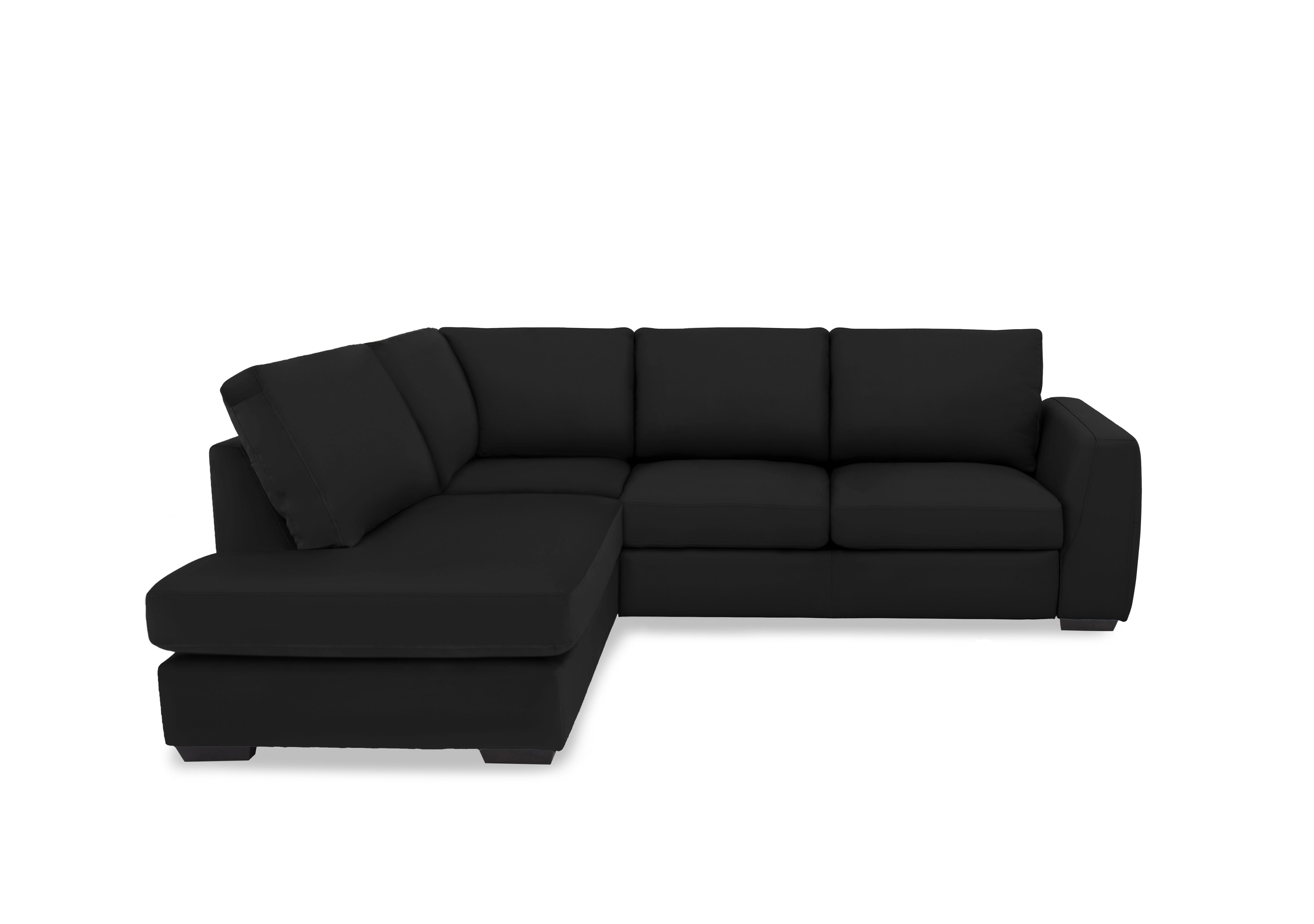 Dinky Leather Corner Chaise End Sofa in Jet Black Cat-60/22 on Furniture Village
