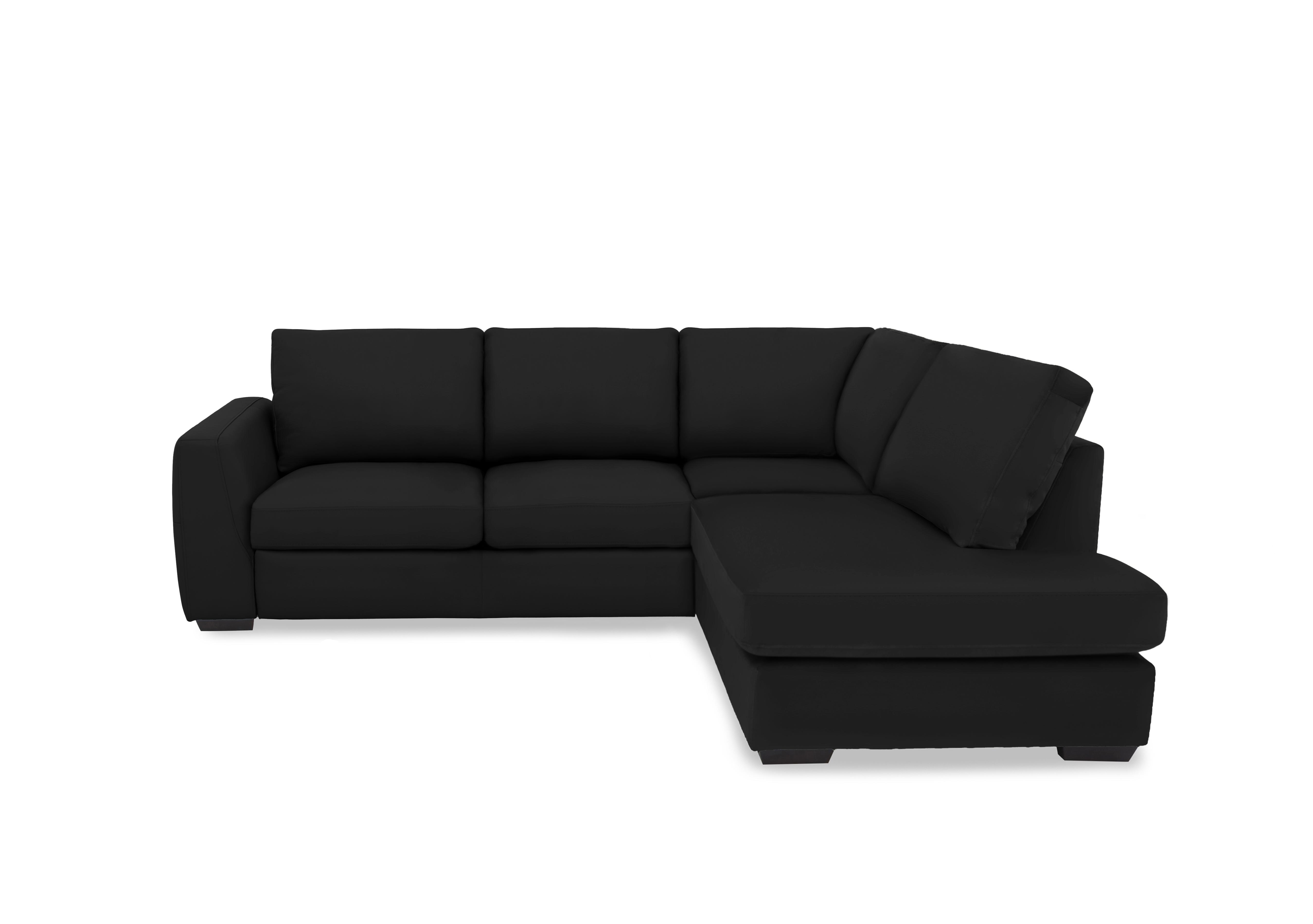 Dinky Leather Corner Chaise End Sofa in Jet Black Cat-60/22 on Furniture Village