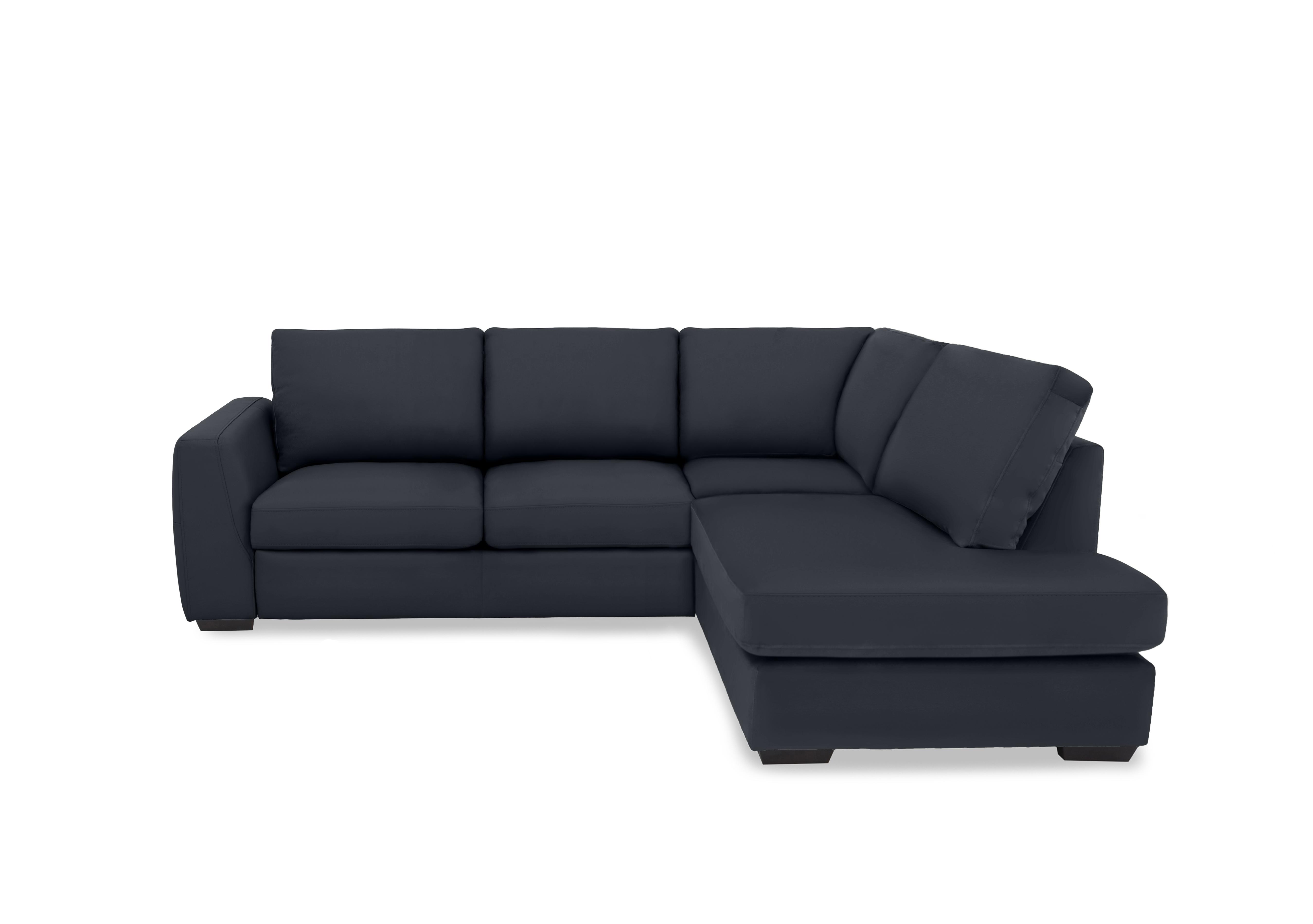 Dinky Leather Corner Chaise End Sofa in Navy Cat-40/24 on Furniture Village