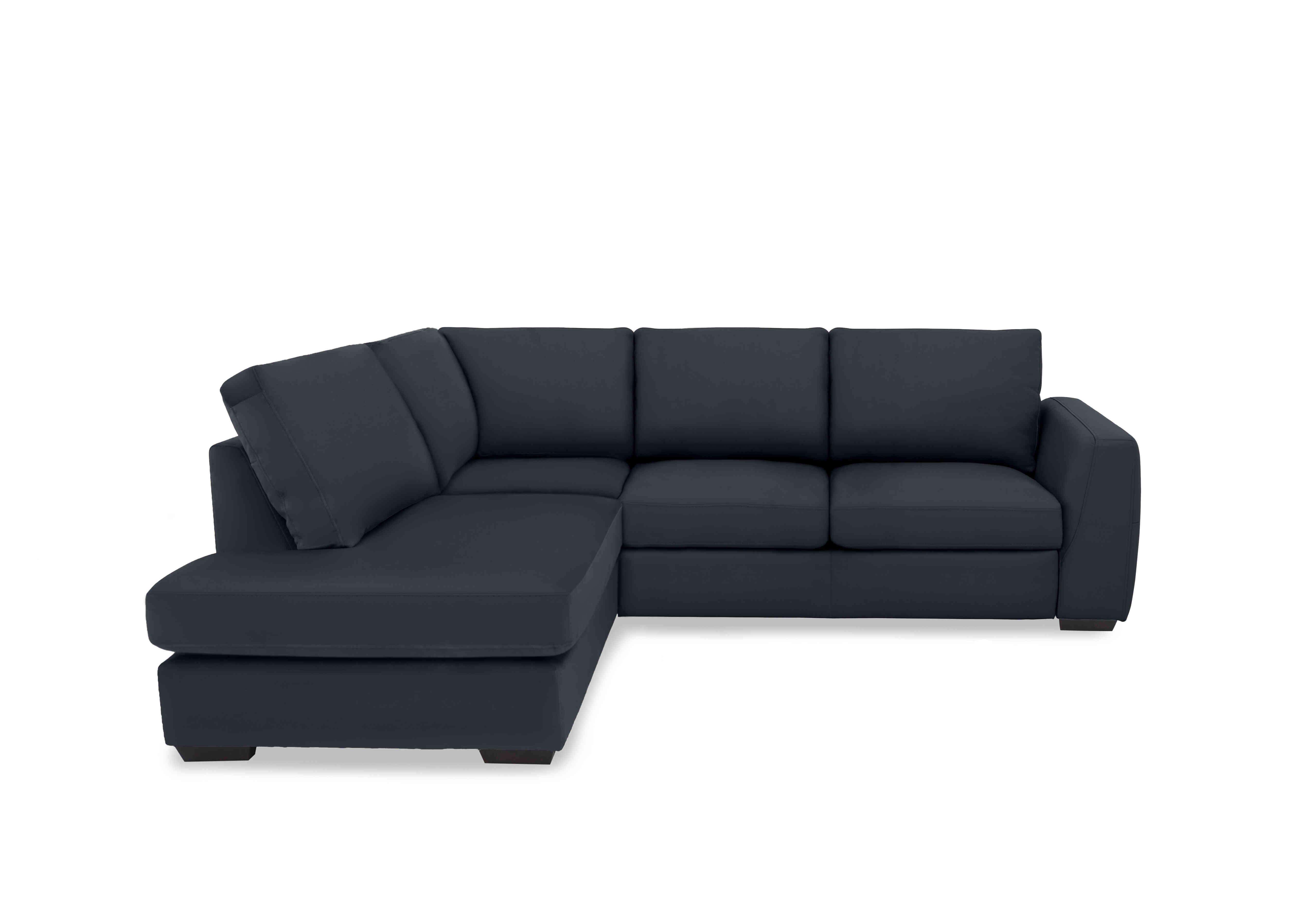 Dinky Leather Corner Chaise End Sofa in Navy Cat-60/24 on Furniture Village