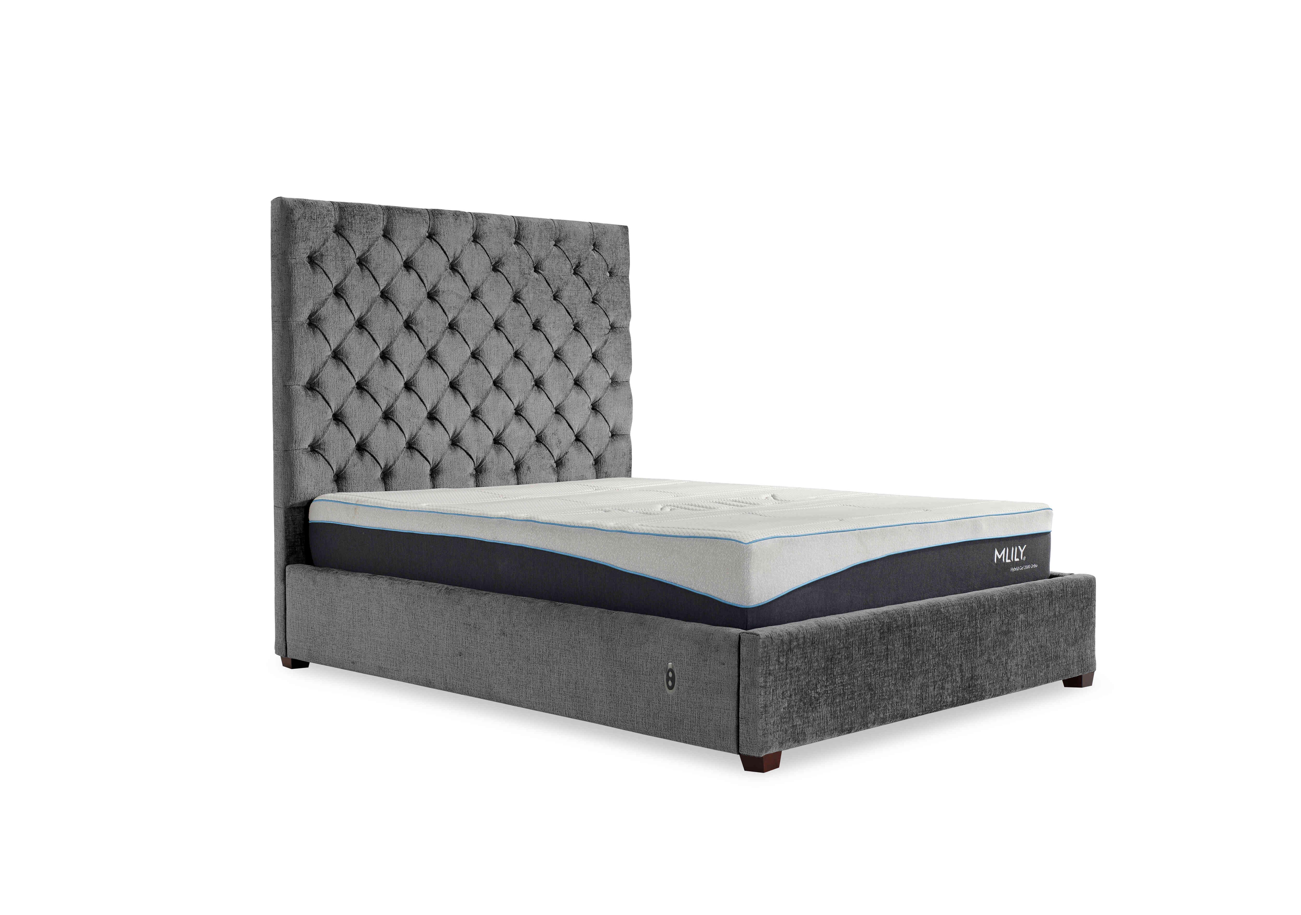 Charlotte 160cm Headboard Electric Ottoman Bed Frame in Allora Grey on Furniture Village