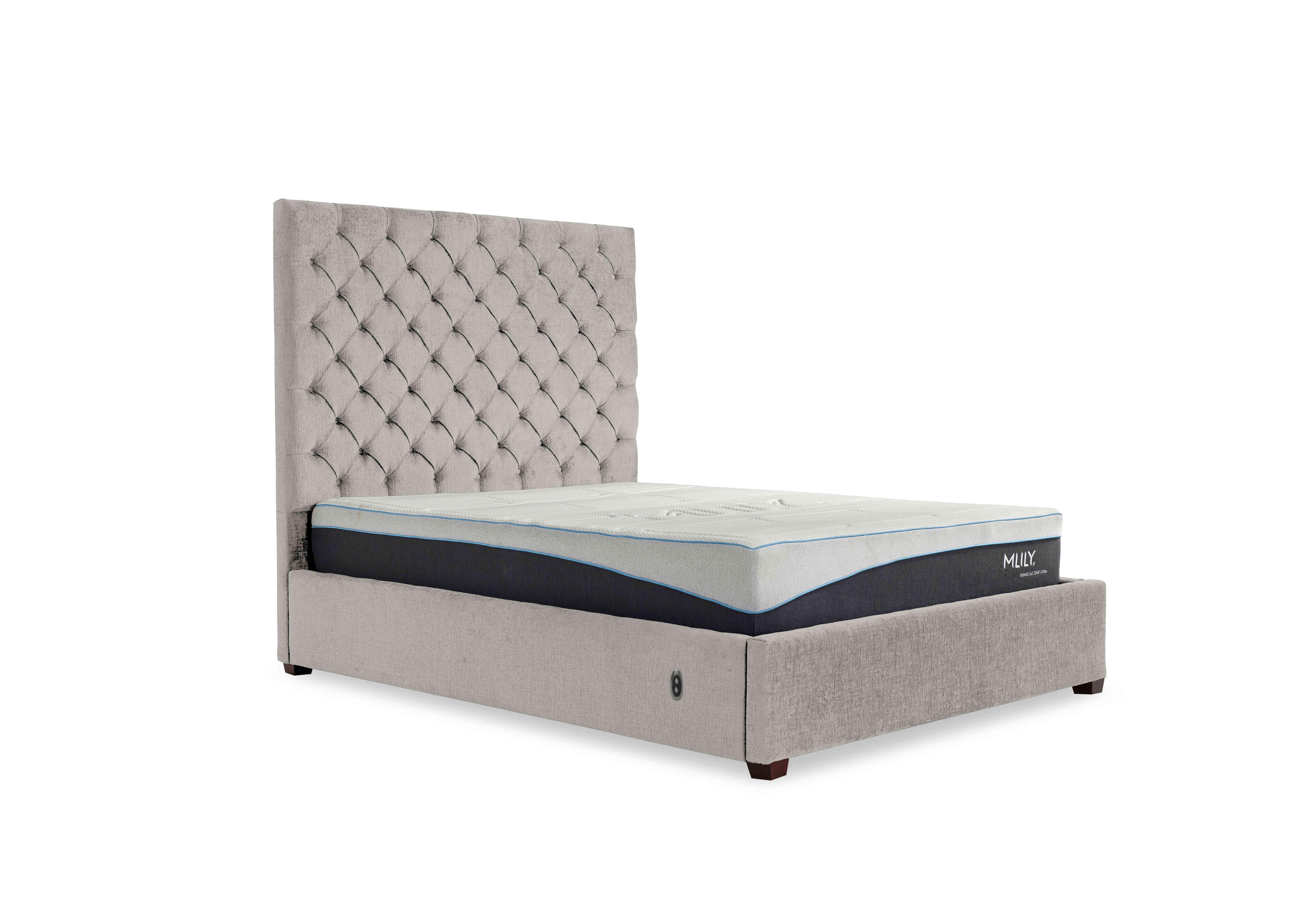 Charlotte 160cm Headboard Electric Ottoman Bed Frame in Allora Stone on Furniture Village