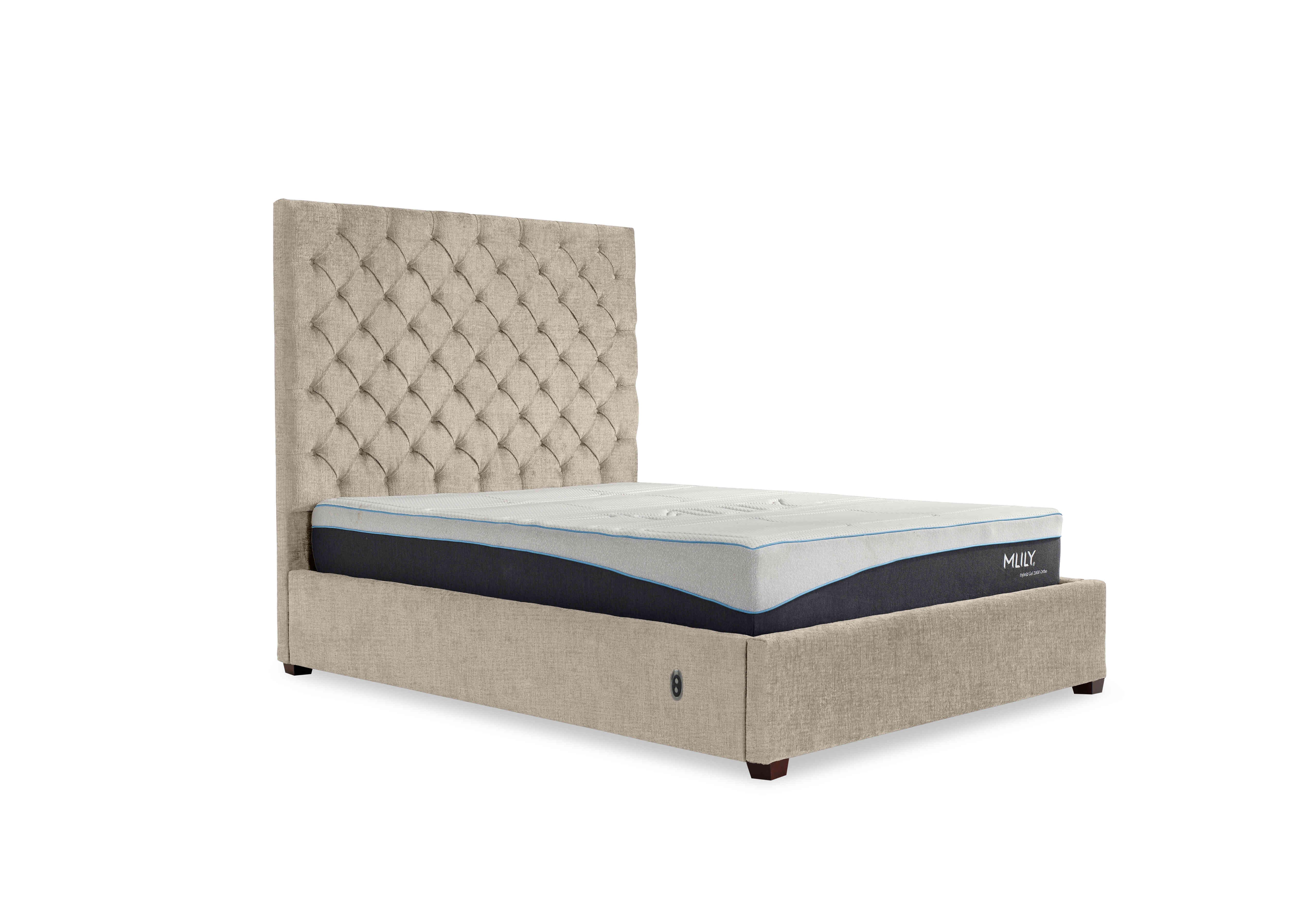 Charlotte 160cm Headboard Electric Ottoman Bed Frame in Kashmir Chalk on Furniture Village
