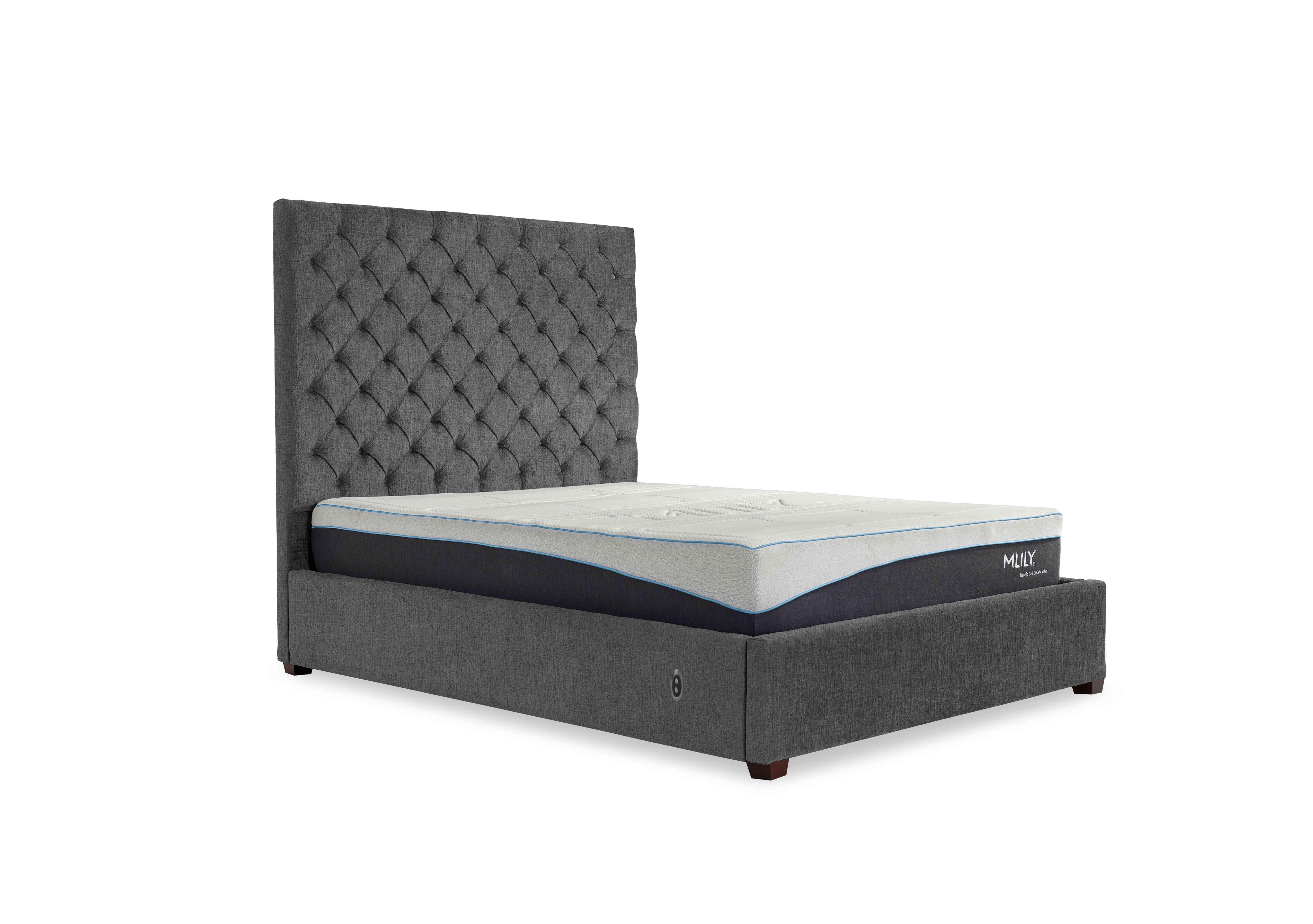 Charlotte 160cm Headboard Electric Ottoman Bed Frame in Raffles Flint on Furniture Village