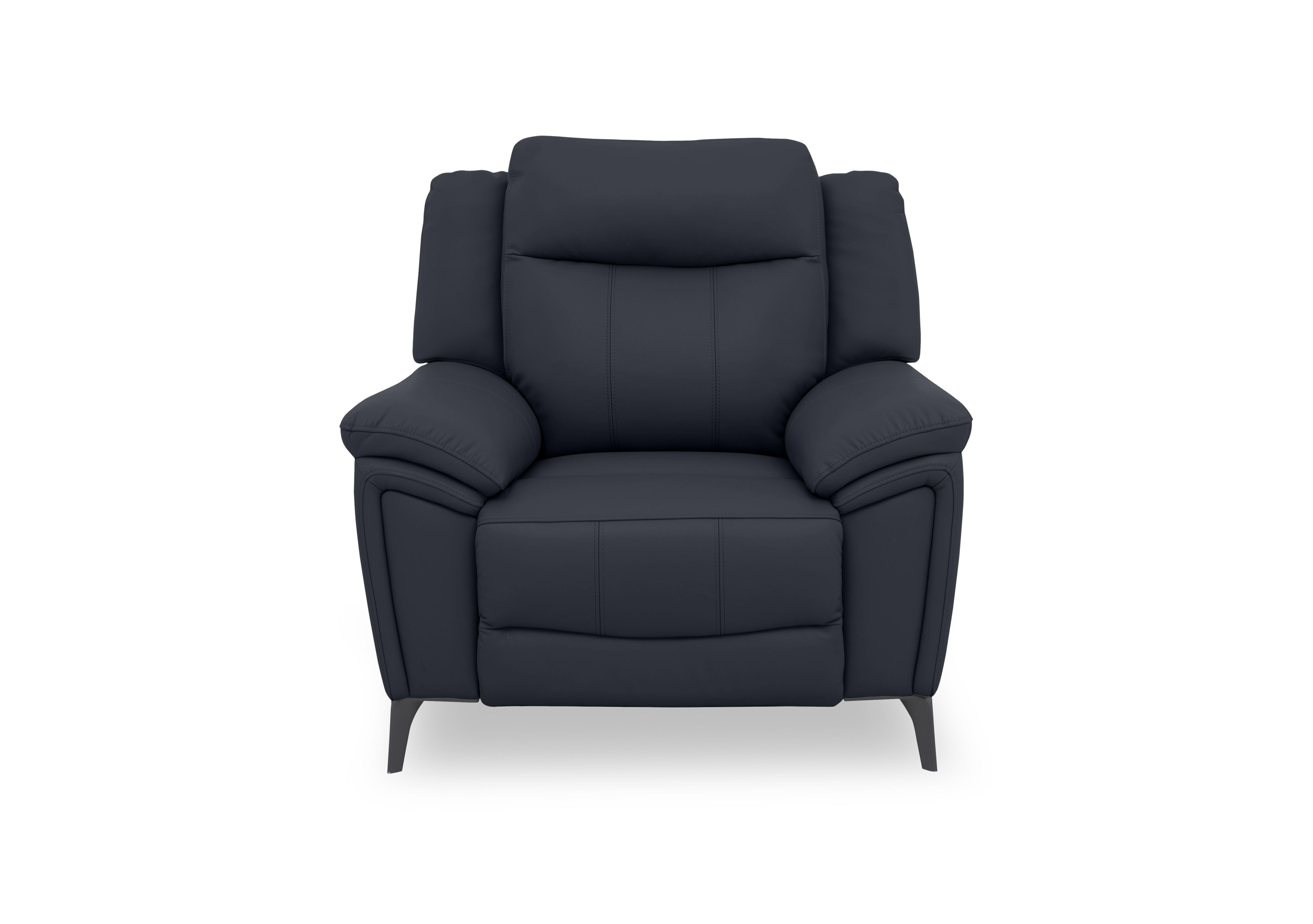 Panache Leather Power Recliner Chair with Power Headrest and Heated Seat in Navy Cat-40/24 on Furniture Village