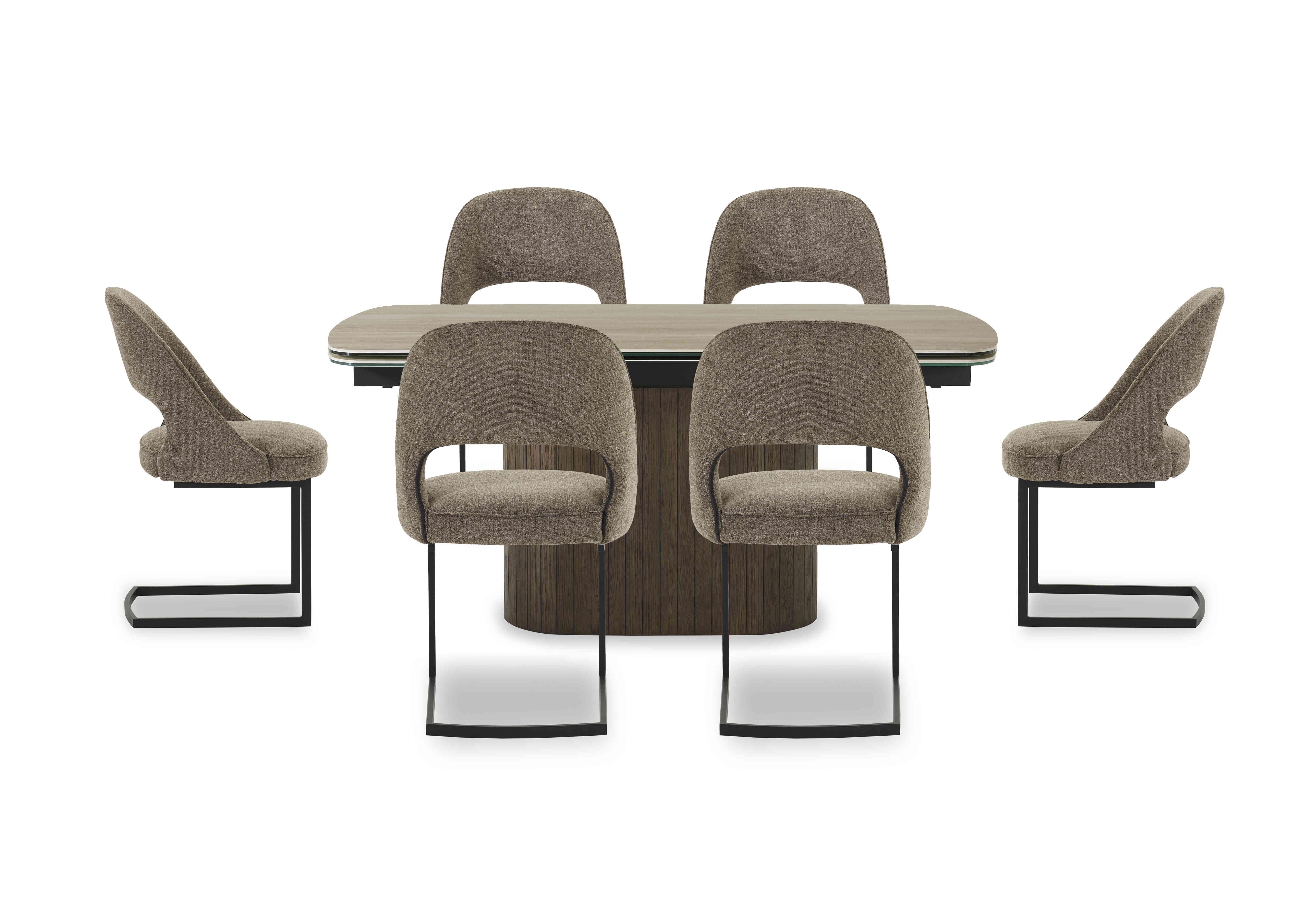Tiber Draw Leaf Extending Dining Table with 6 Cantilever Dining Chairs in Truffle on Furniture Village