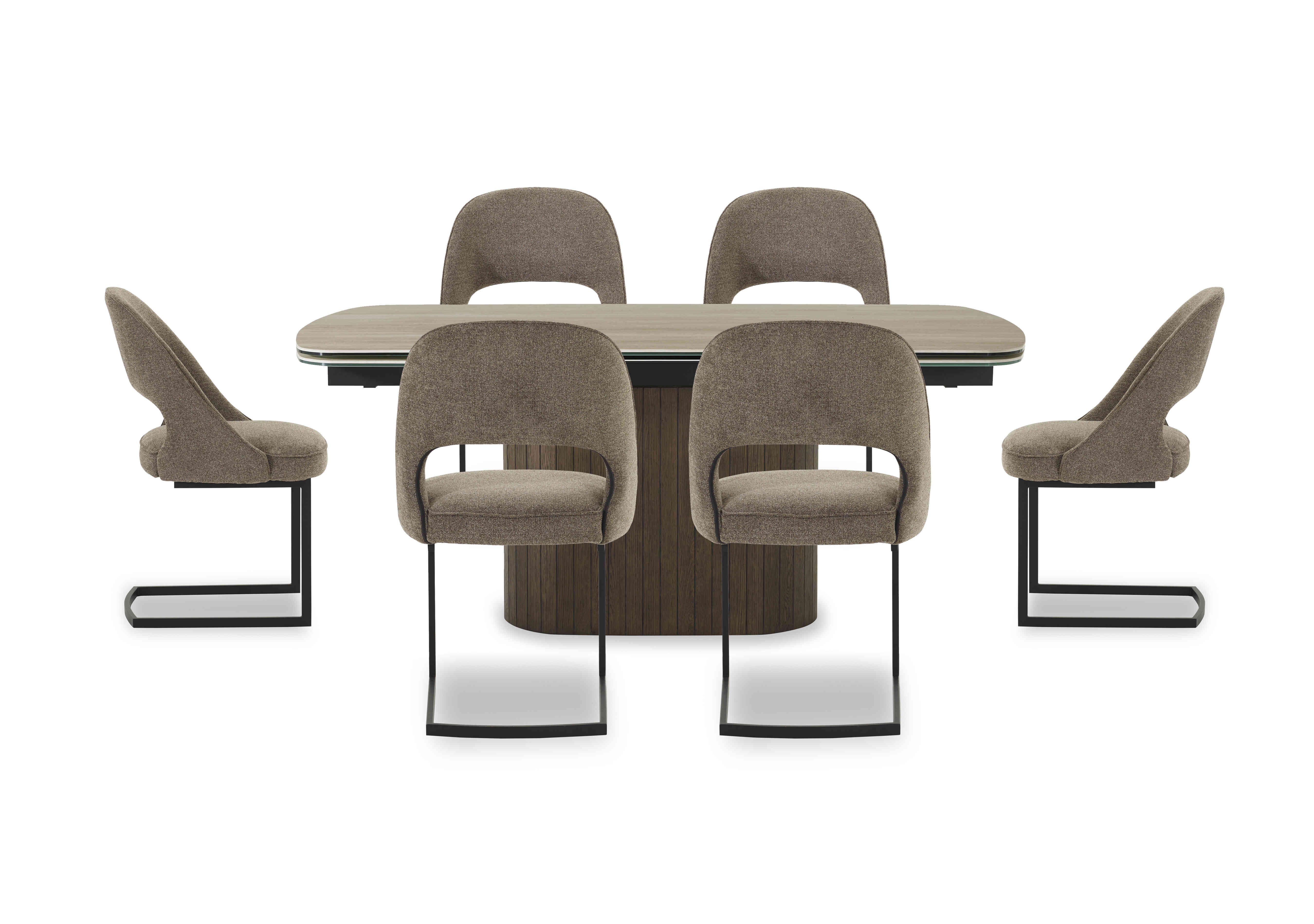 Tiber Draw Leaf Extending Dining Table with 6 Cantilever Dining Chairs in Truffle on Furniture Village