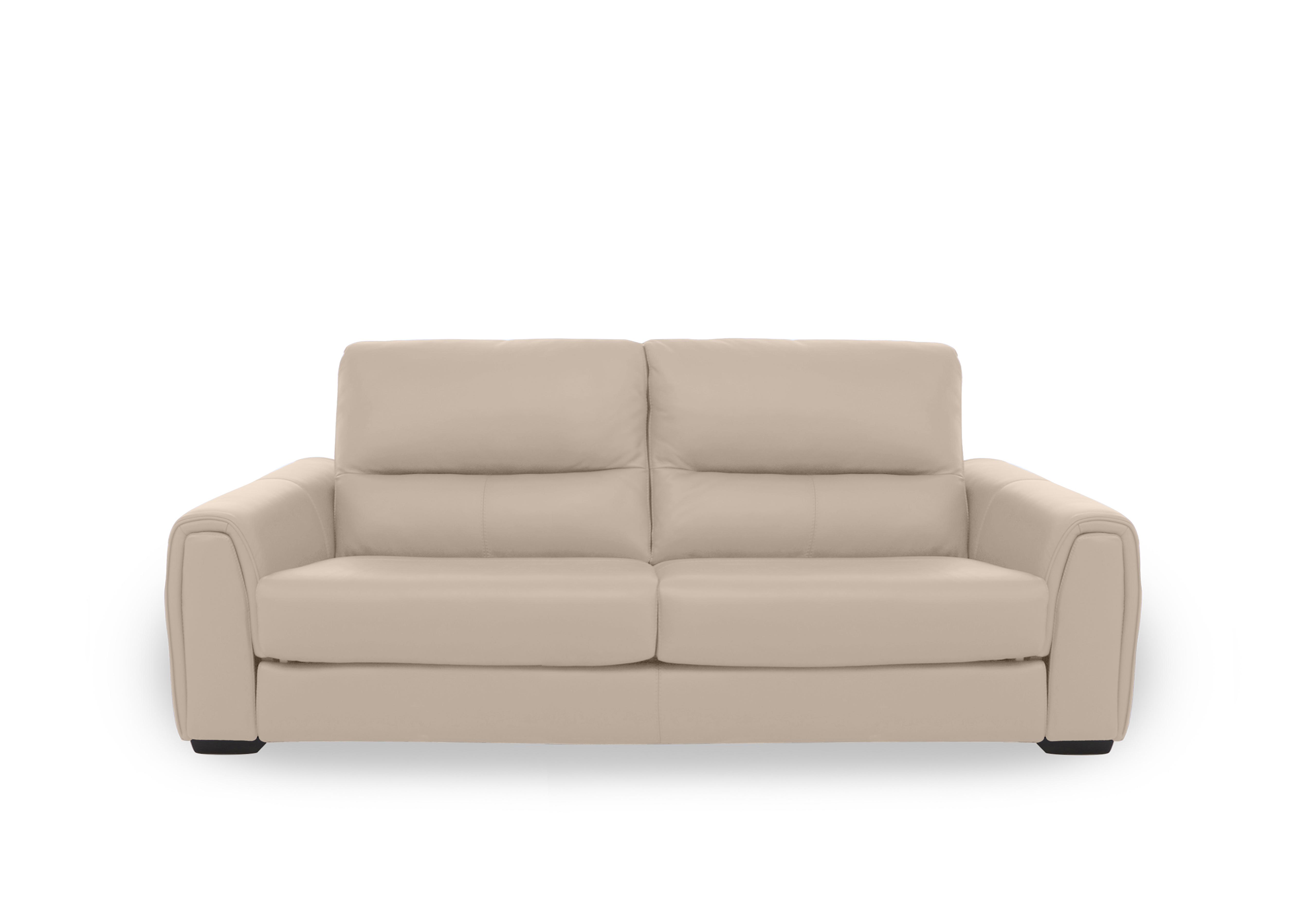 Flex Leather 3 Seater Sofa in Bv-039c Pebble on Furniture Village