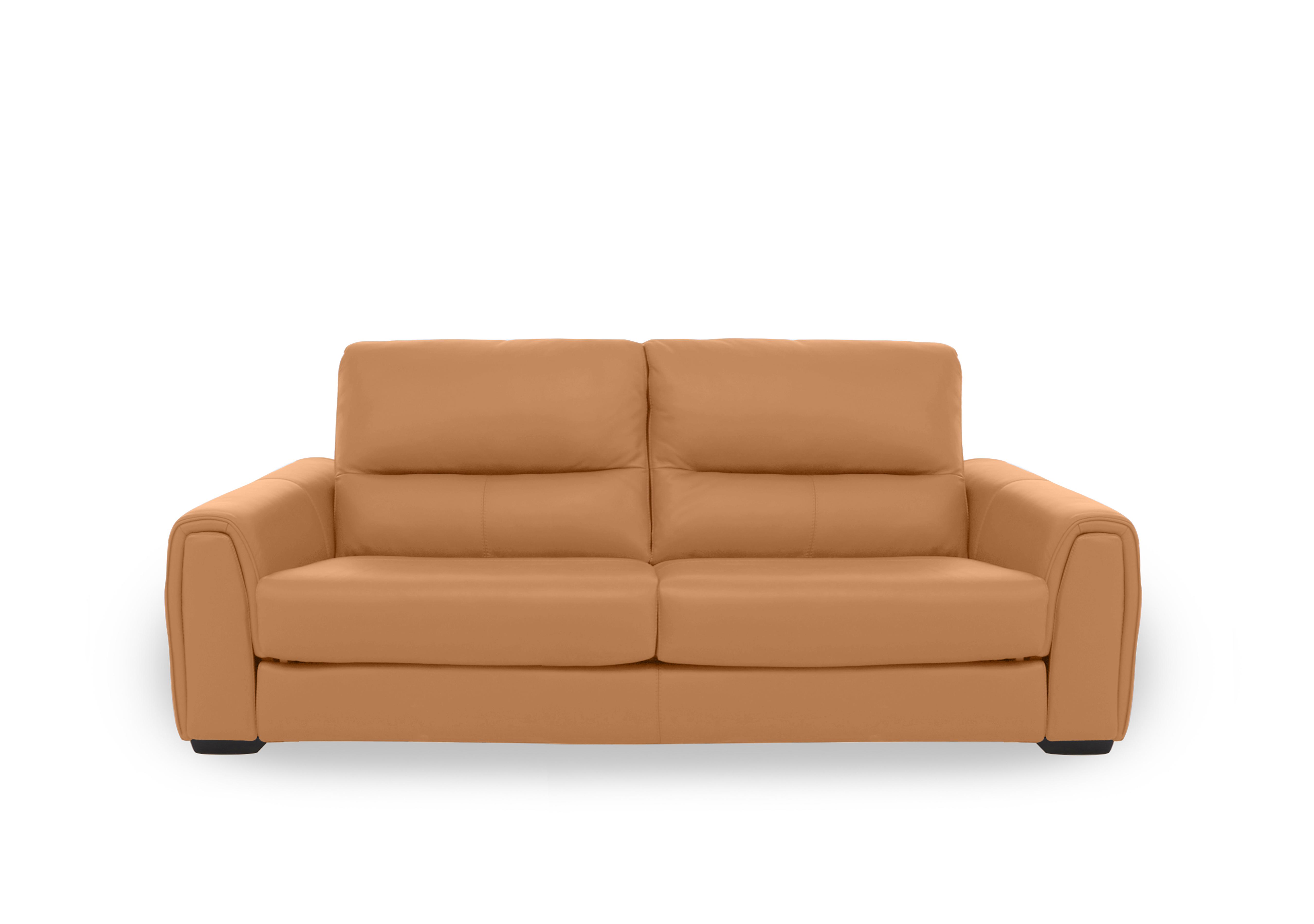 Flex Leather 3 Seater Sofa in Bv-335e Honey Yellow on Furniture Village