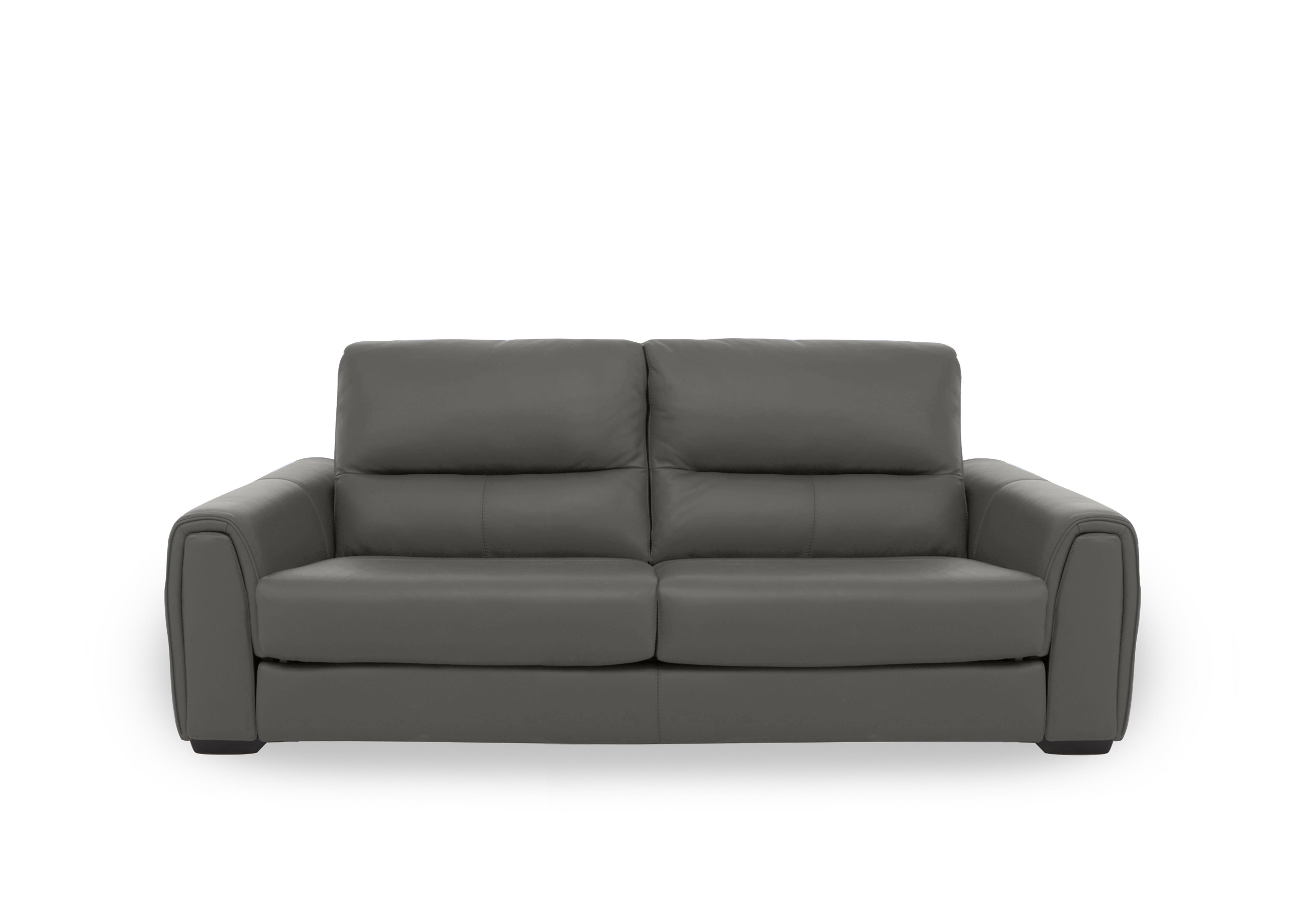 Flex Leather 3 Seater Sofa in Nc-088e Charcoal Grey on Furniture Village
