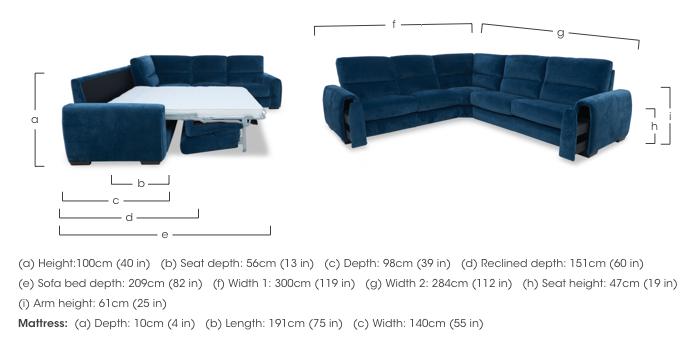 Flex Fabric Large Corner Sofa Bed with Power Recliner and Storage Arms in  on Furniture Village