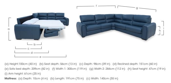 Flex Leather Large Corner Sofa Bed with Power Recliner and Storage Arms in  on Furniture Village