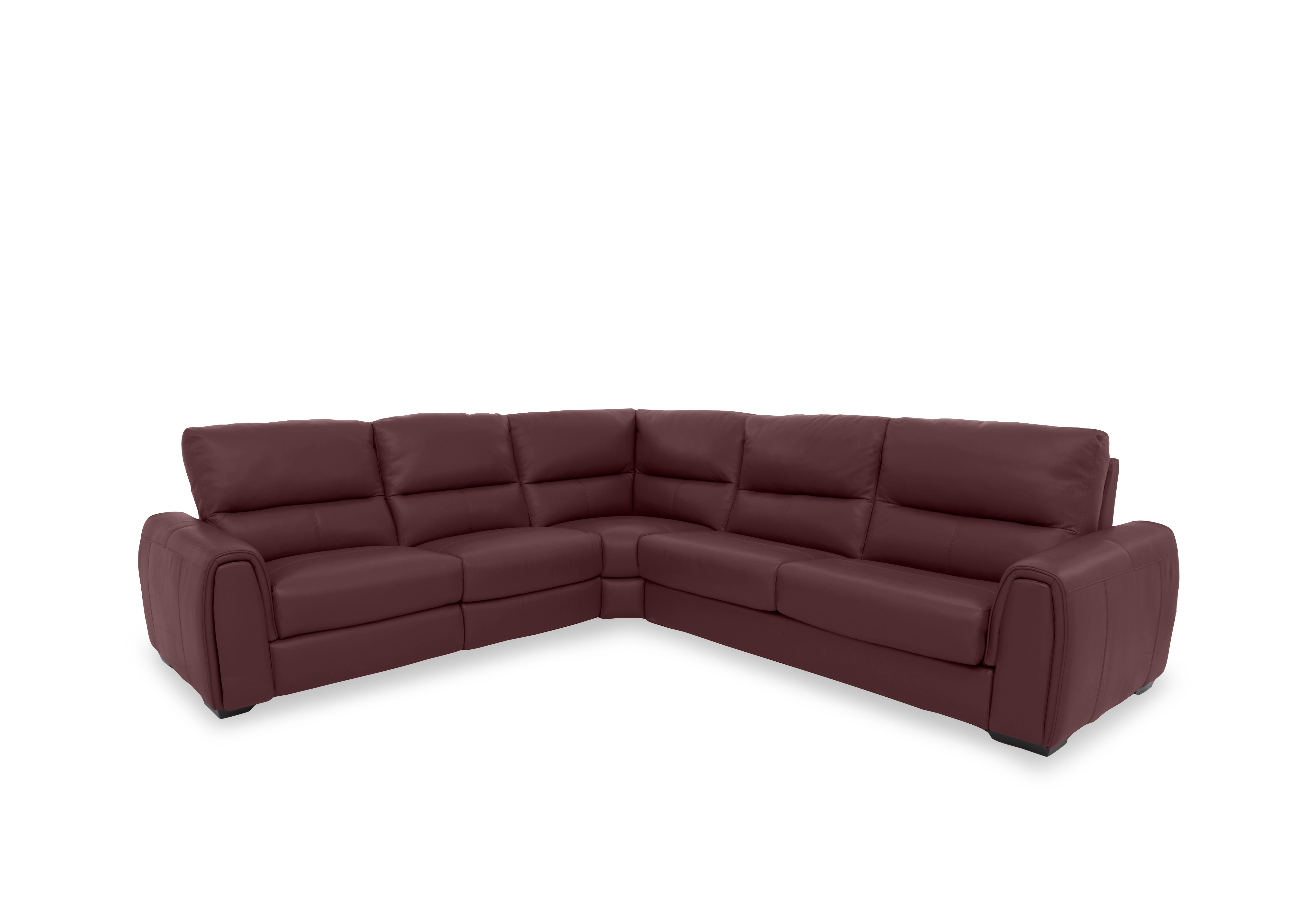 Flex Leather Large Corner Sofa Bed with Power Recliner and Storage Arms in Nc-035c Deep Red on Furniture Village