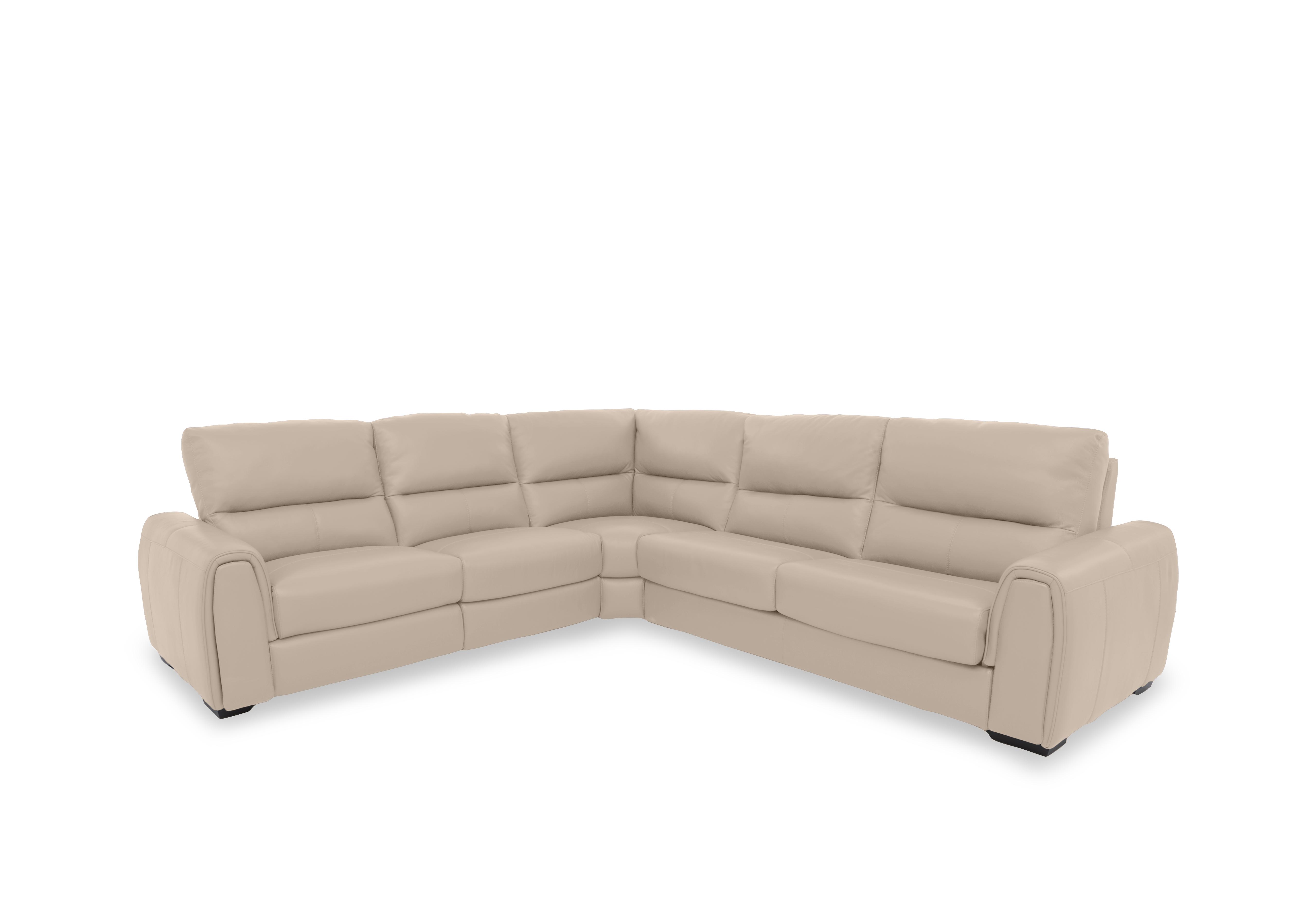 Flex Leather Large Corner Sofa Bed with Power Recliner and Storage Arms in Nc-039c Pebble on Furniture Village