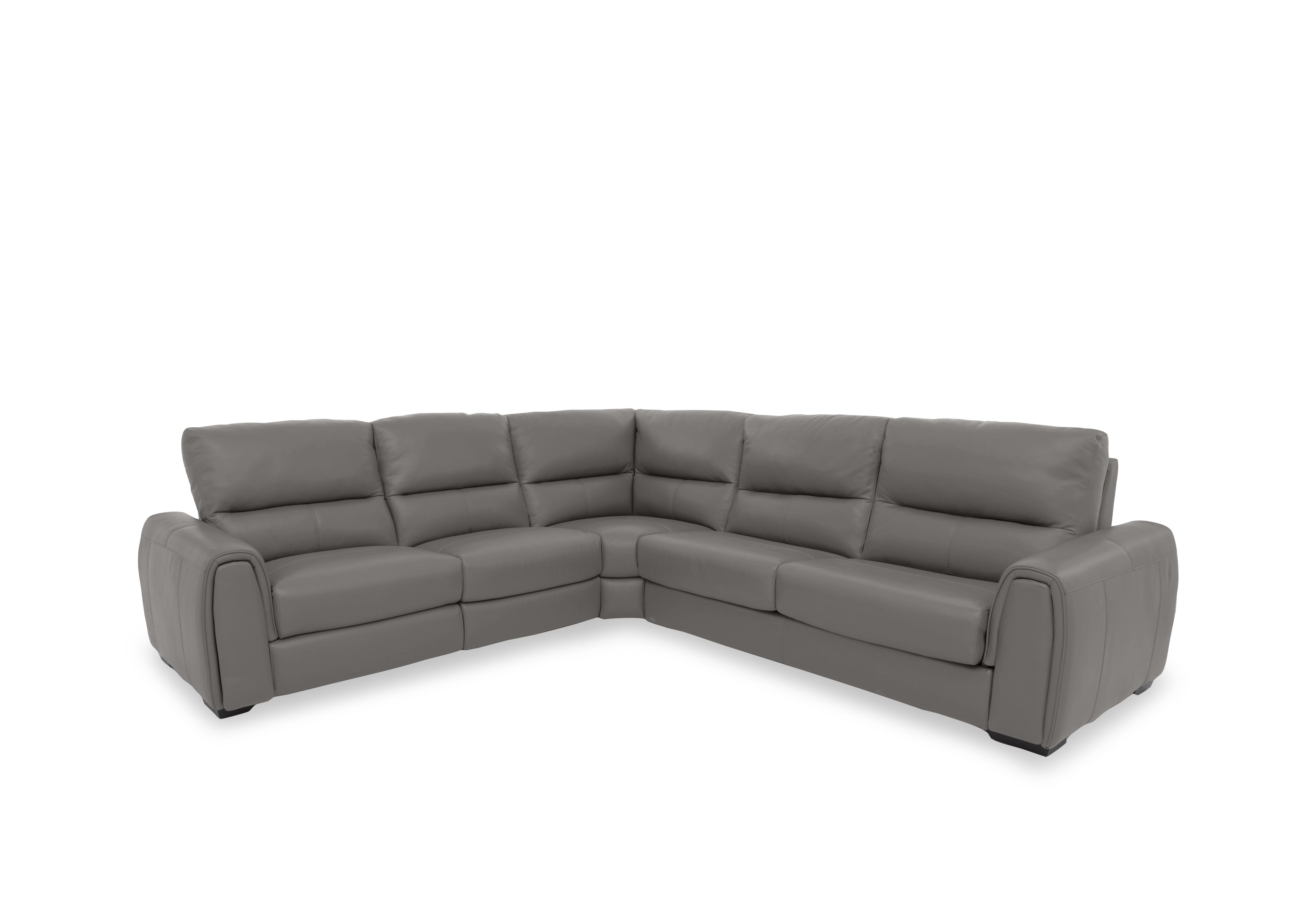 Flex Leather Large Corner Sofa Bed with Power Recliner and Storage Arms in Nc-042e Elephant on Furniture Village