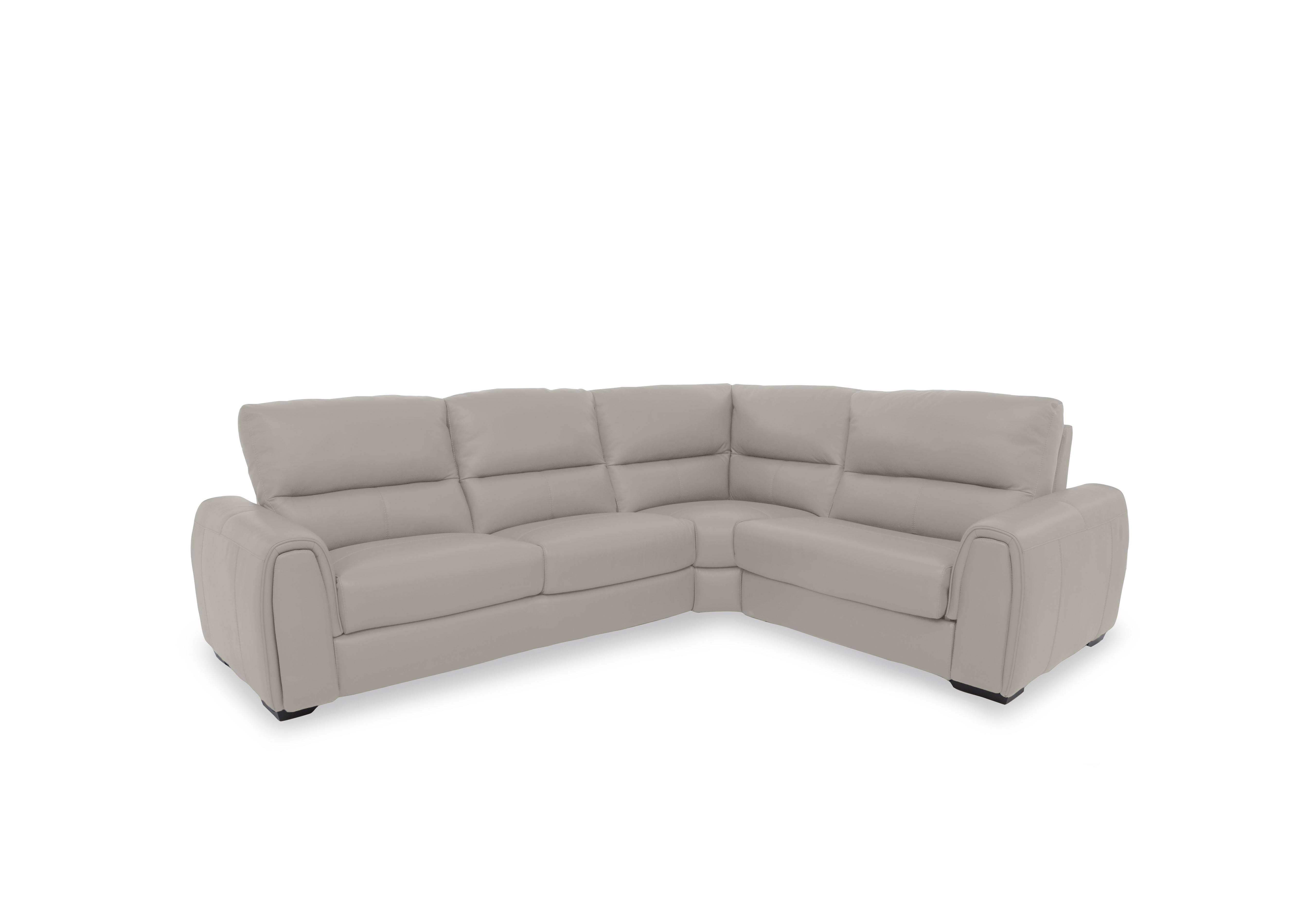 Flex Leather Small Corner Sofa in Bv-946b Silver Grey on Furniture Village