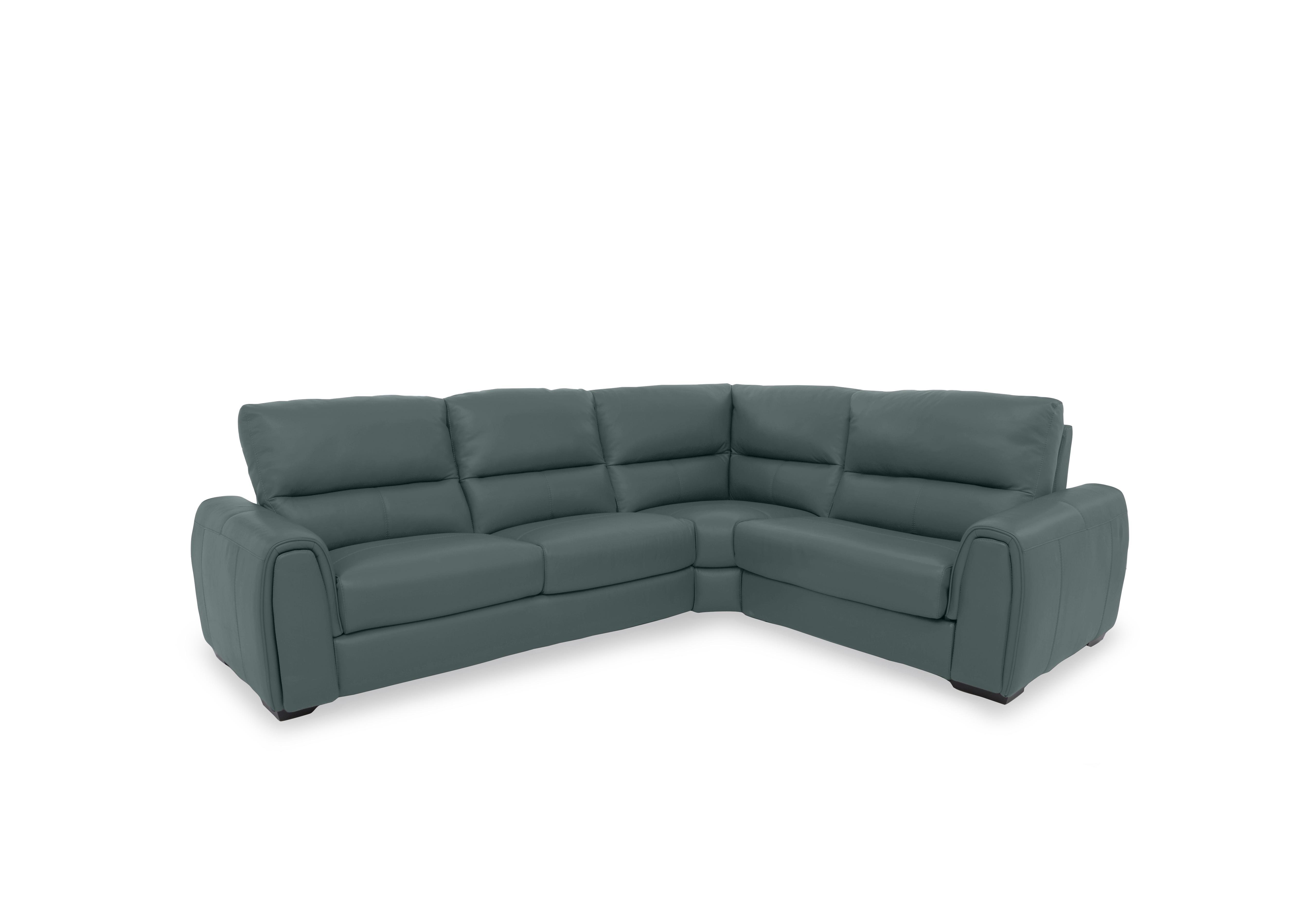 Flex Leather Small Corner Sofa in Nc-301e Lake Green on Furniture Village
