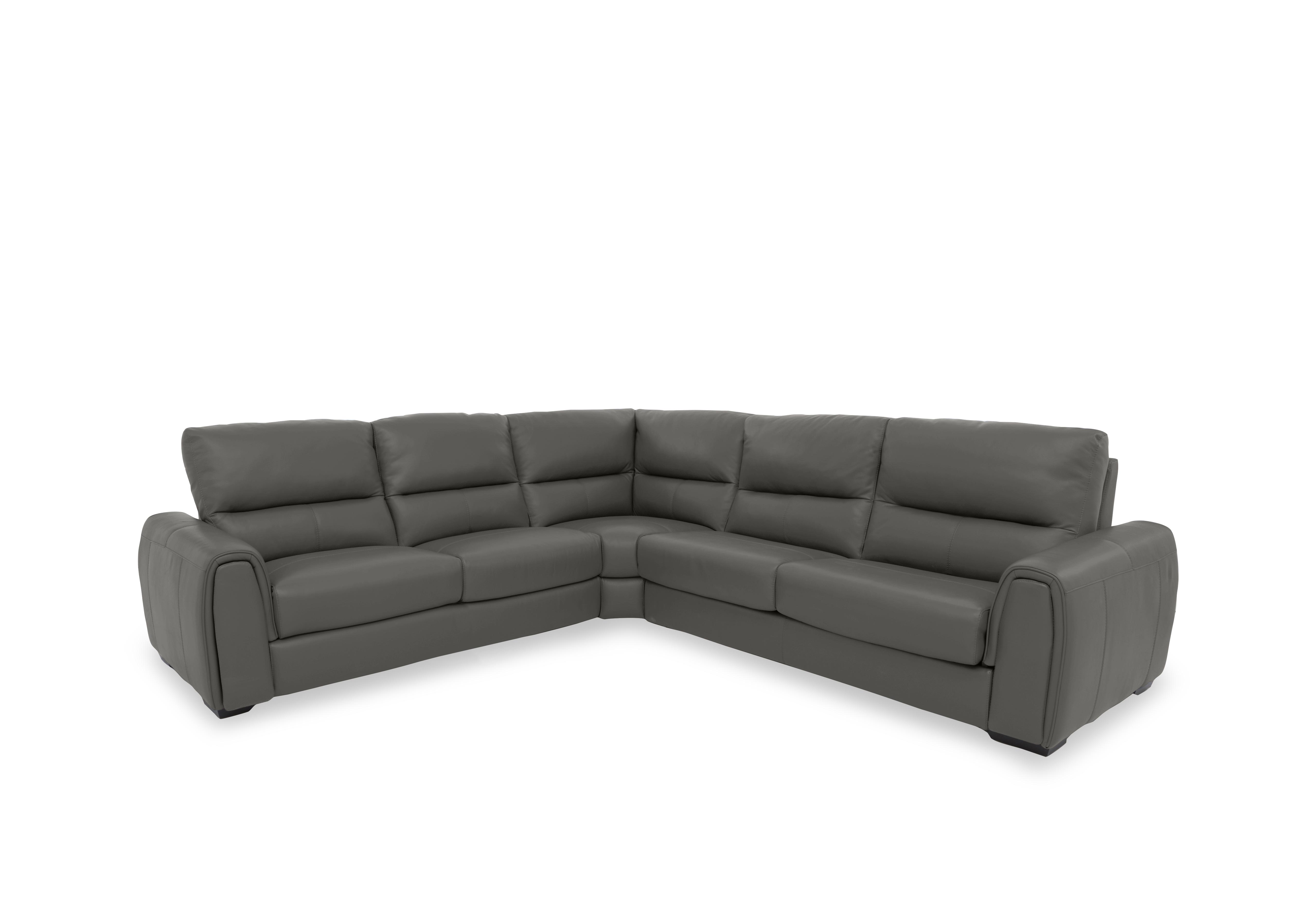 Flex Leather Large Corner Sofa in Nc-088e Charcoal Grey on Furniture Village