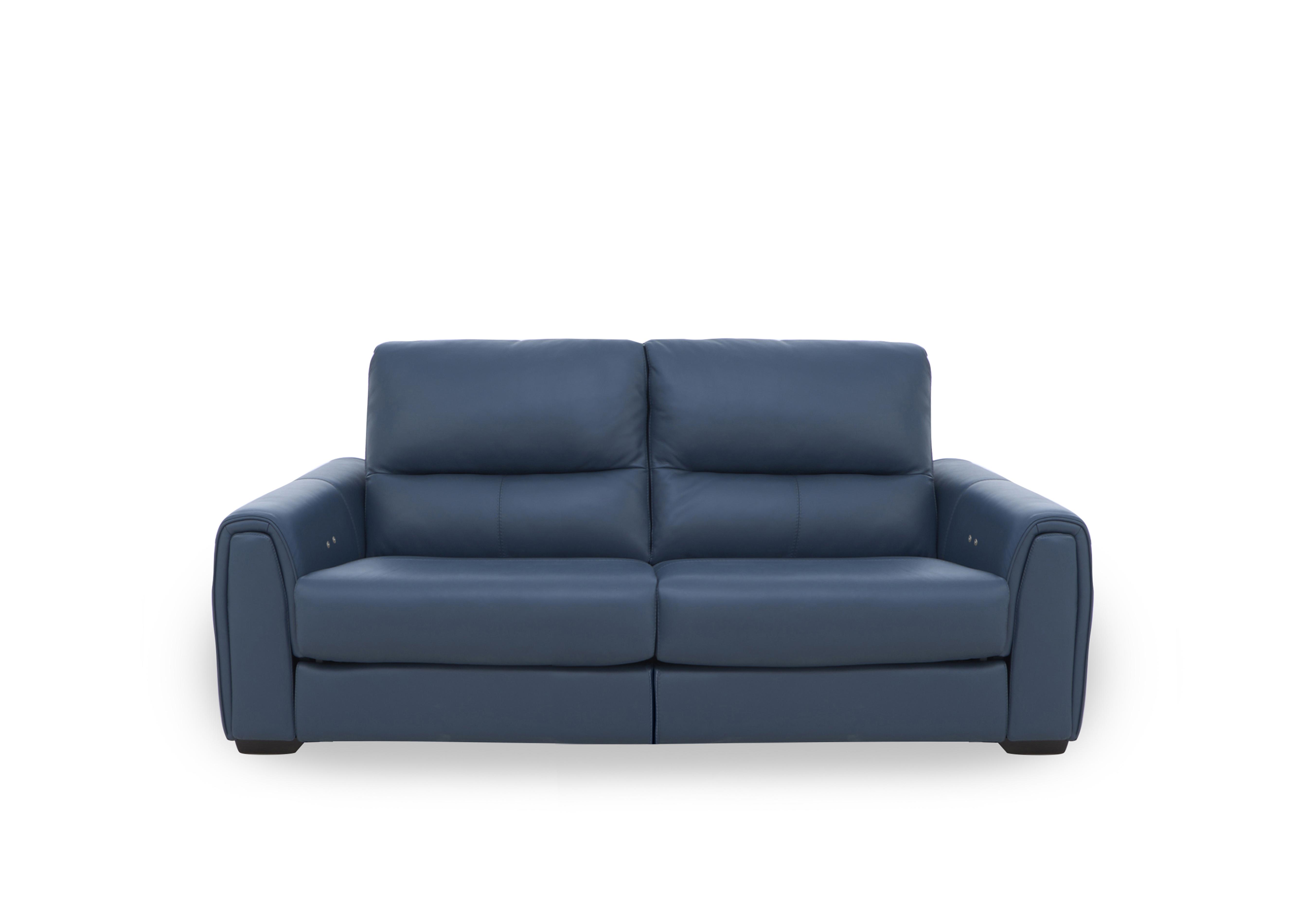 Flex Leather 2 Seater Power Recliner Sofa with Storage Arms in Nc-313e Ocean Blue on Furniture Village