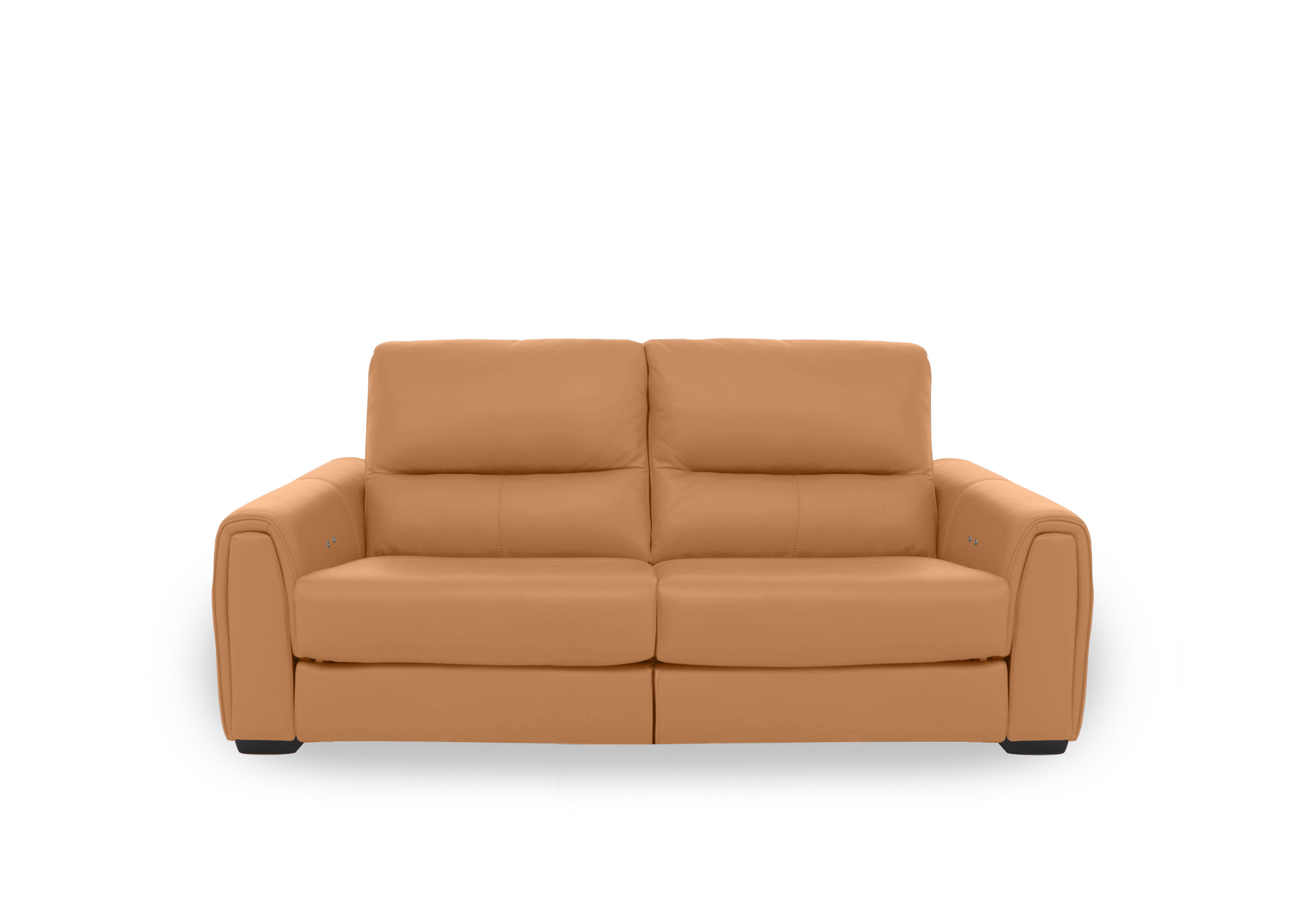Flex Leather 2 Seater Power Recliner Sofa with Storage Arms in Nc-335e Honey Yellow on Furniture Village