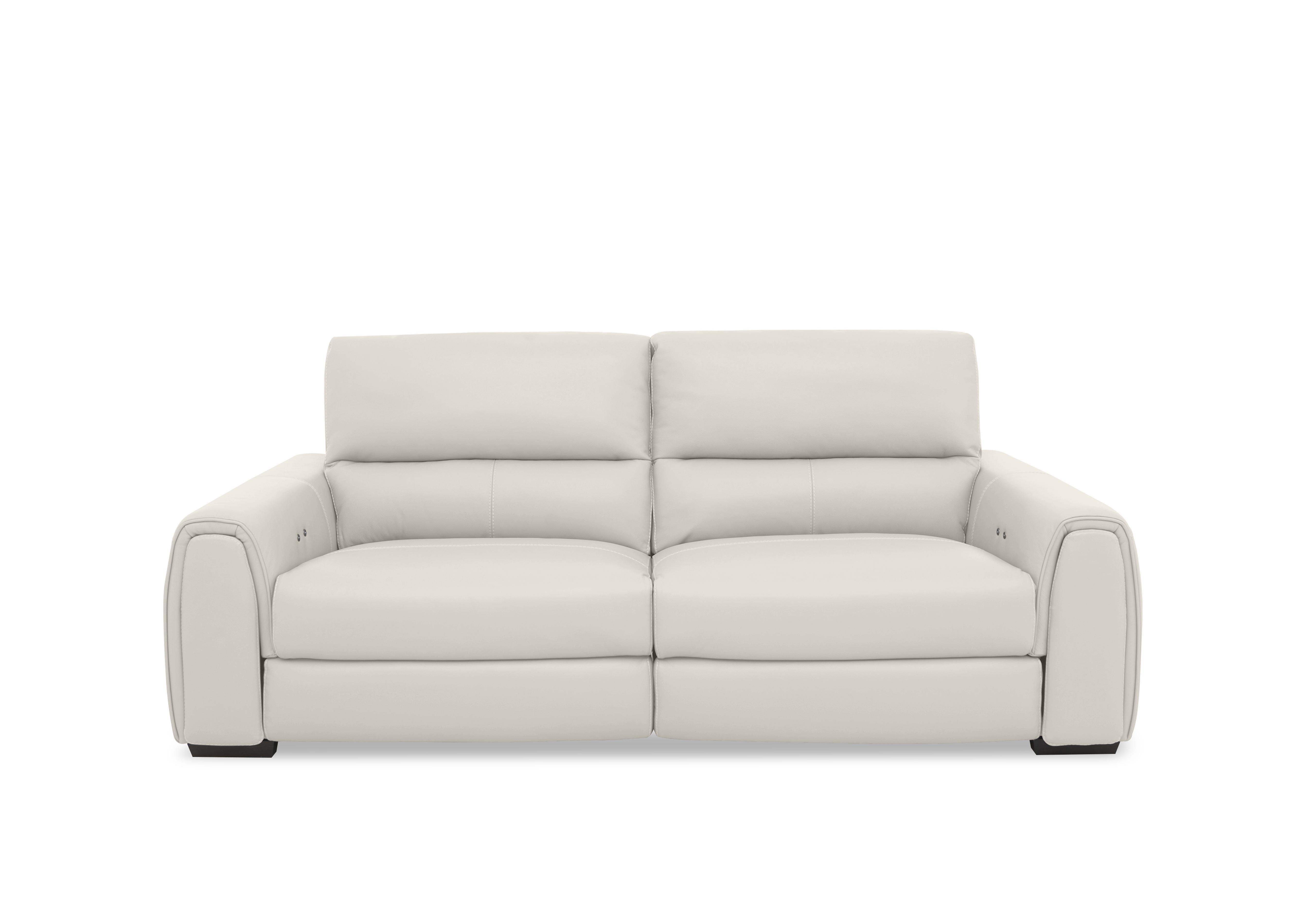 Flex Leather 3 Seater Power Recliner Sofa with Storage Arms in Bv-156e Frost on Furniture Village