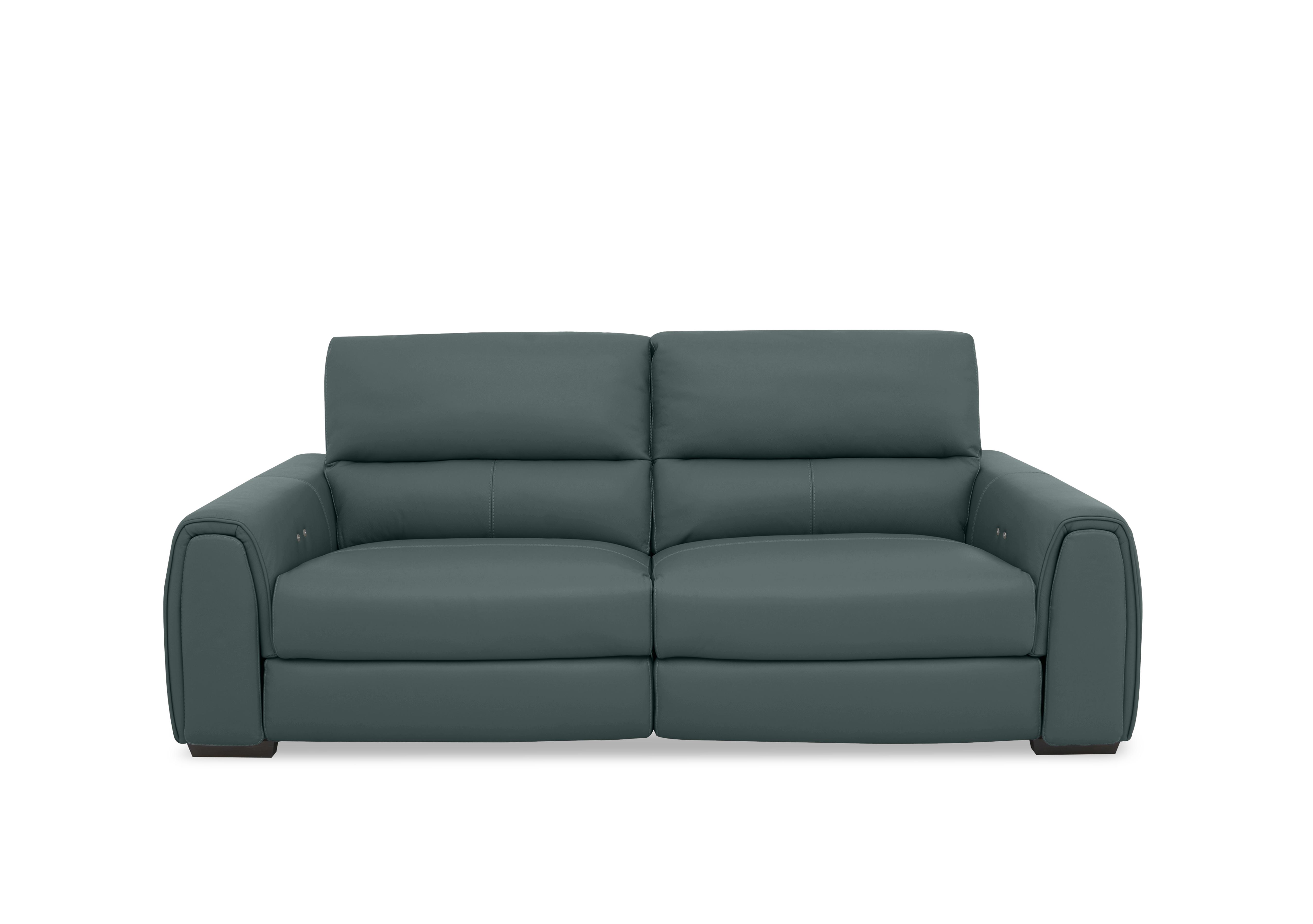 Flex Leather 3 Seater Power Recliner Sofa with Storage Arms in Bv-301e Lake Green on Furniture Village