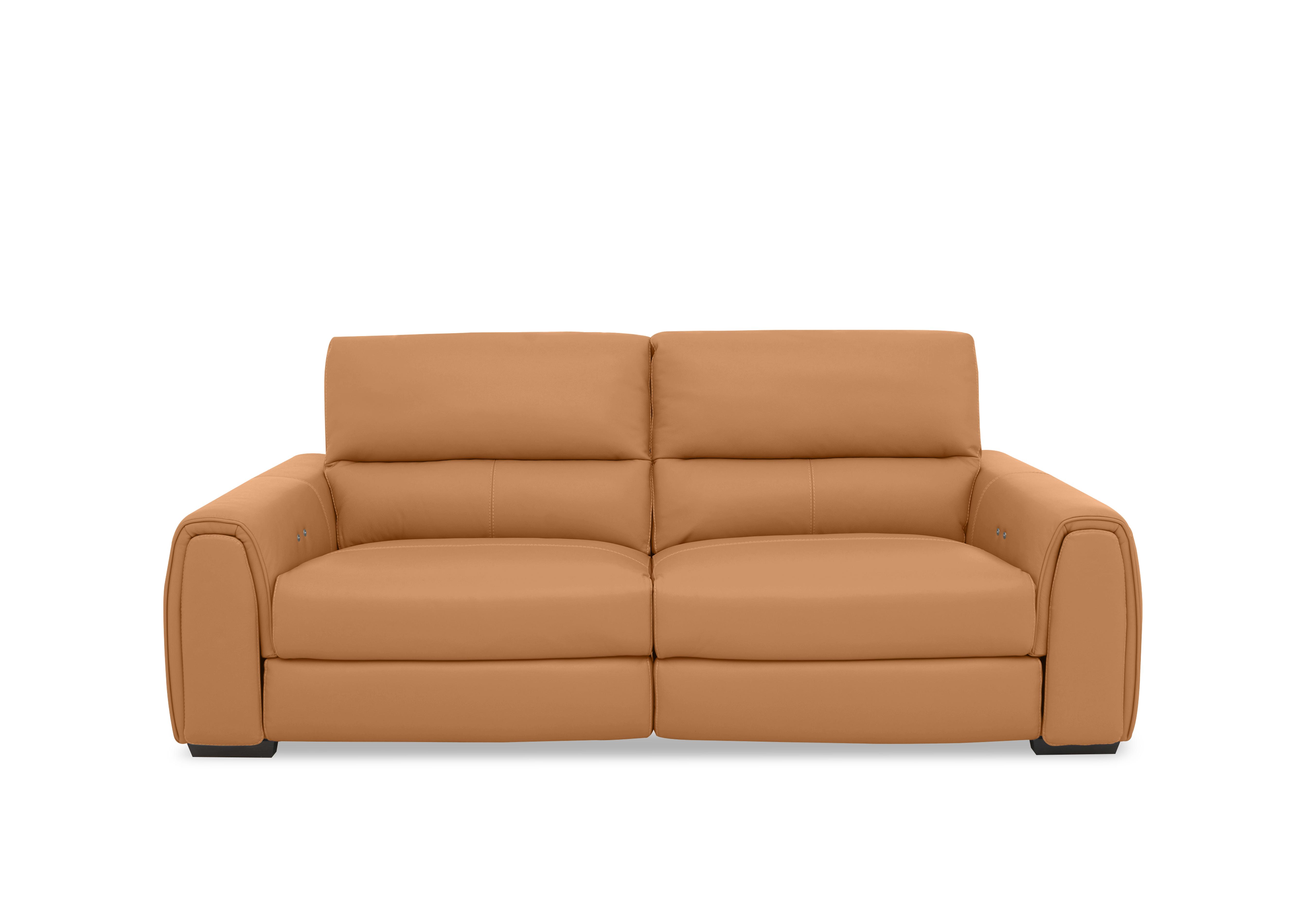 Flex Leather 3 Seater Power Recliner Sofa with Storage Arms in Bv-335e Honey Yellow on Furniture Village