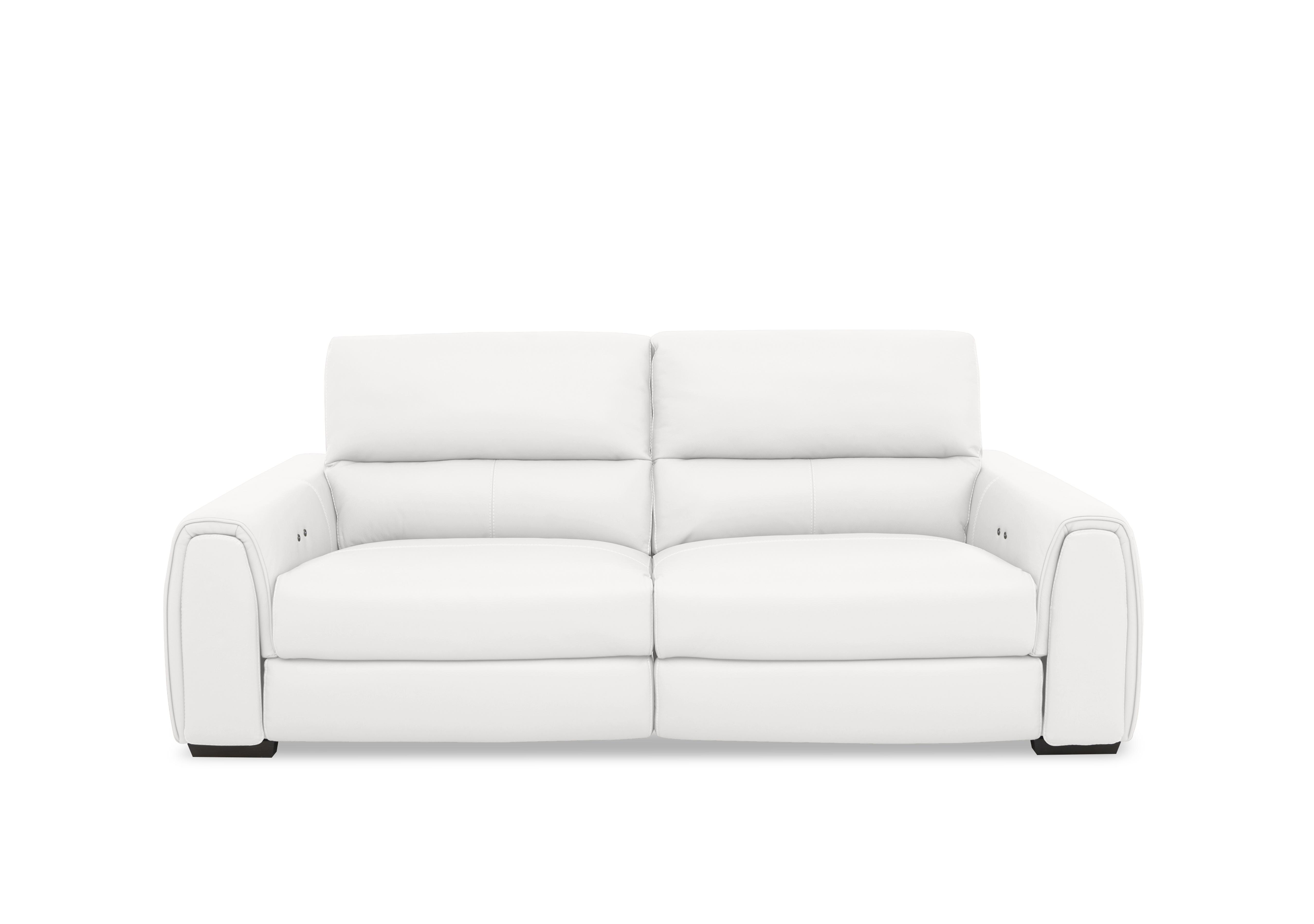 Flex Leather 3 Seater Power Recliner Sofa with Storage Arms in Bv-744d Star White on Furniture Village