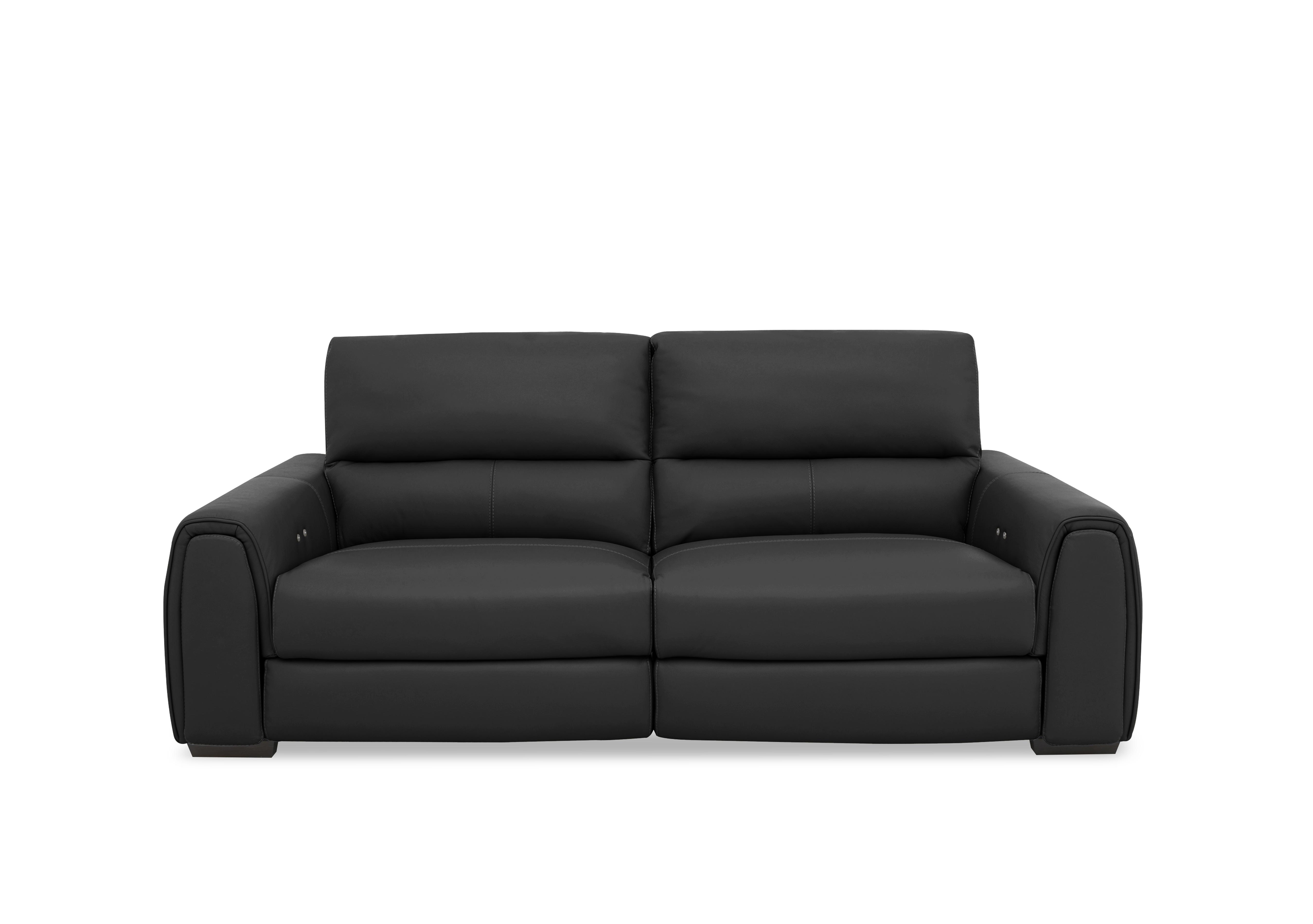 Flex Leather 3 Seater Power Recliner Sofa with Storage Arms in Nc-023c Black on Furniture Village