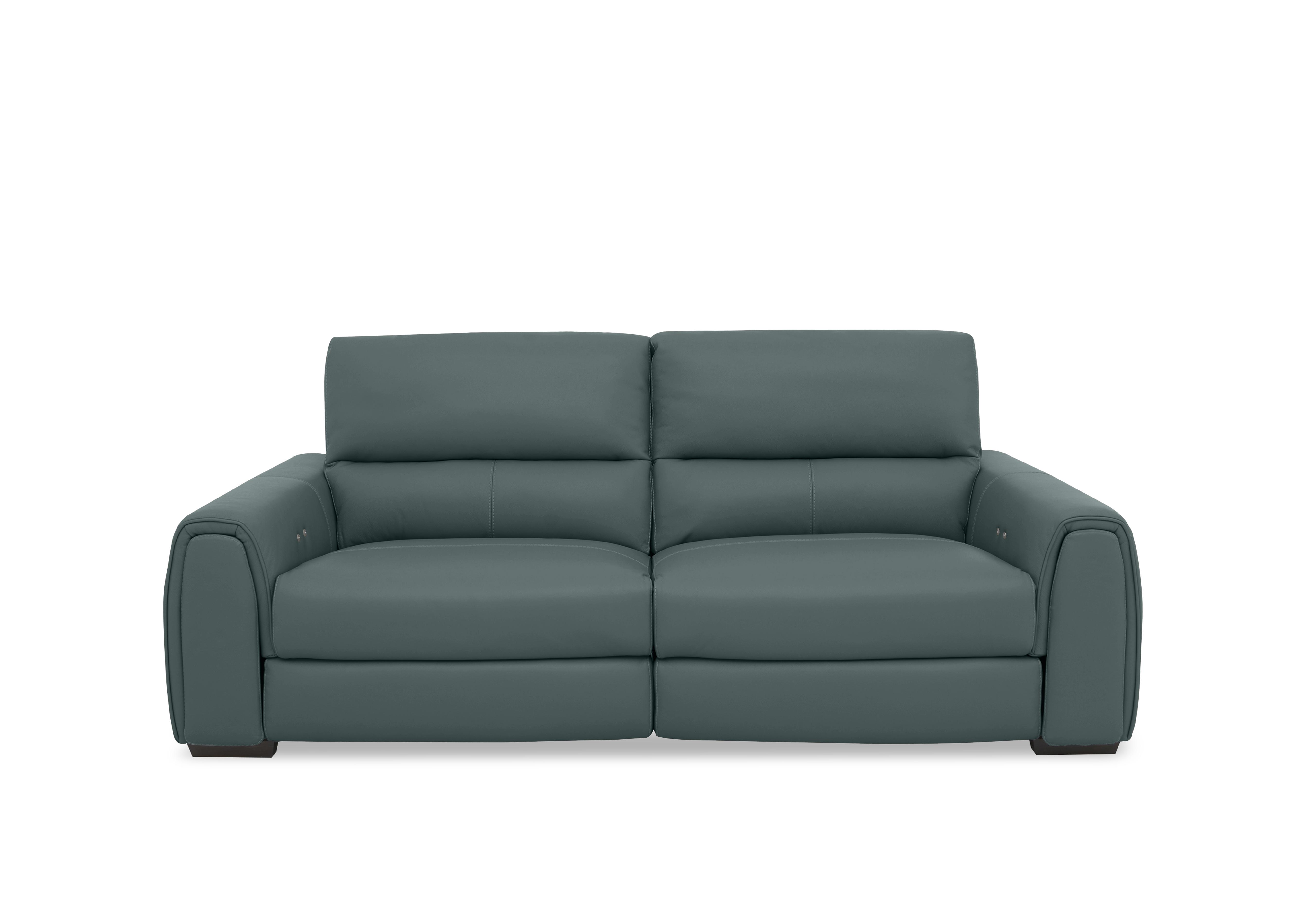 Flex Leather 3 Seater Power Recliner Sofa with Storage Arms in Nc-301e Lake Green on Furniture Village