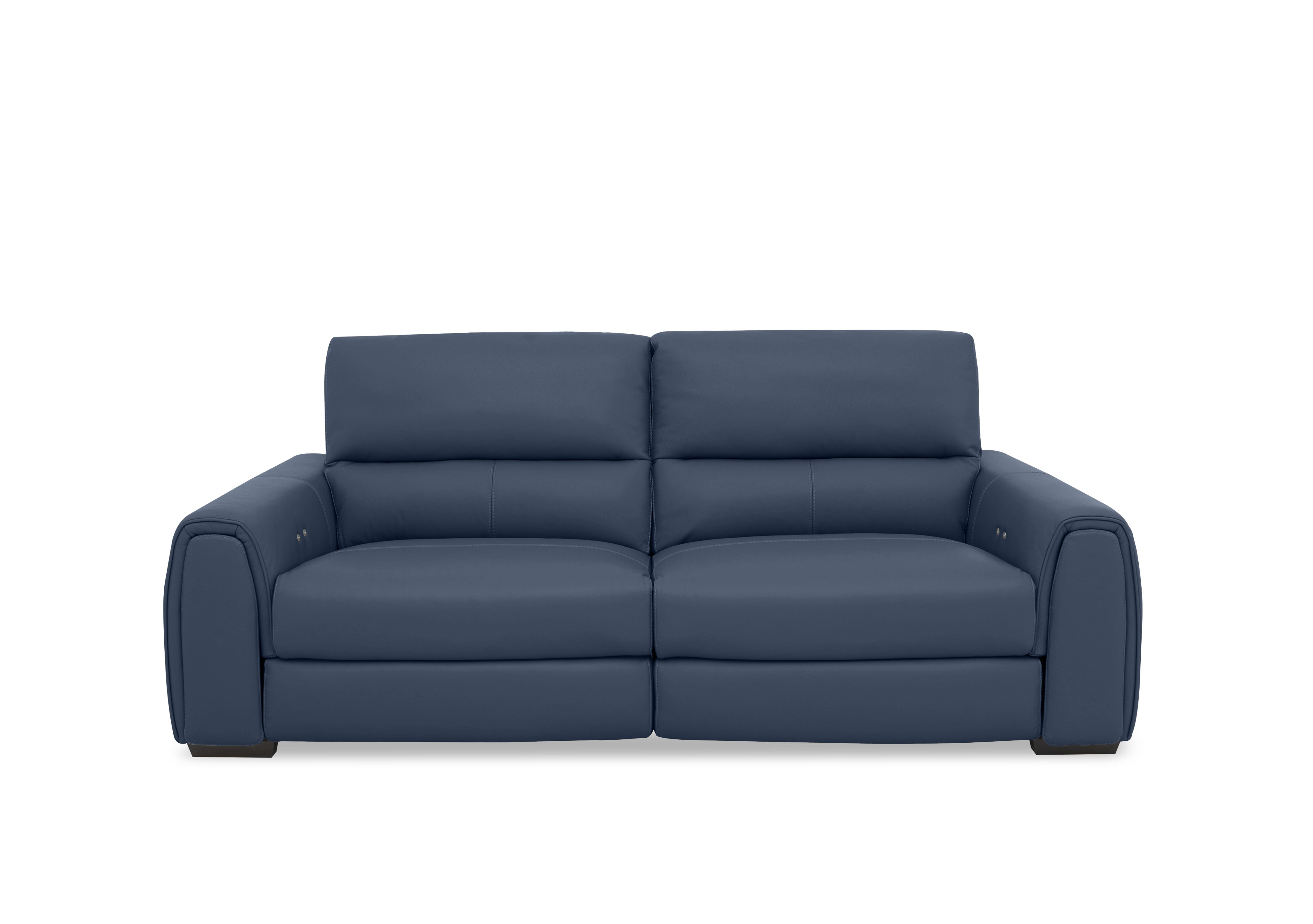 Flex Leather 3 Seater Power Recliner Sofa with Storage Arms in Nc-313e Ocean Blue on Furniture Village