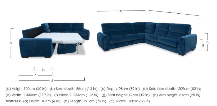 Flex Fabric Large Corner Sofa Bed with Storage Arm in  on Furniture Village
